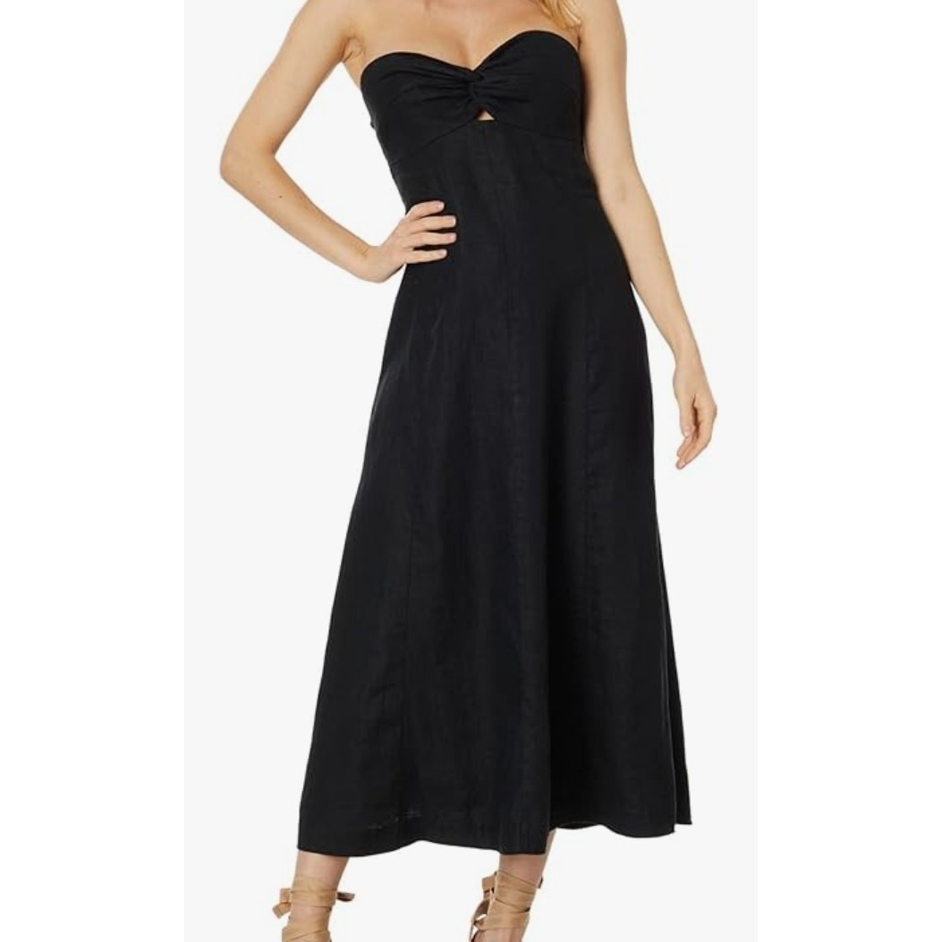 Madewell 100% Linen Cutout Strapless Midi Dress Size 00 NWT