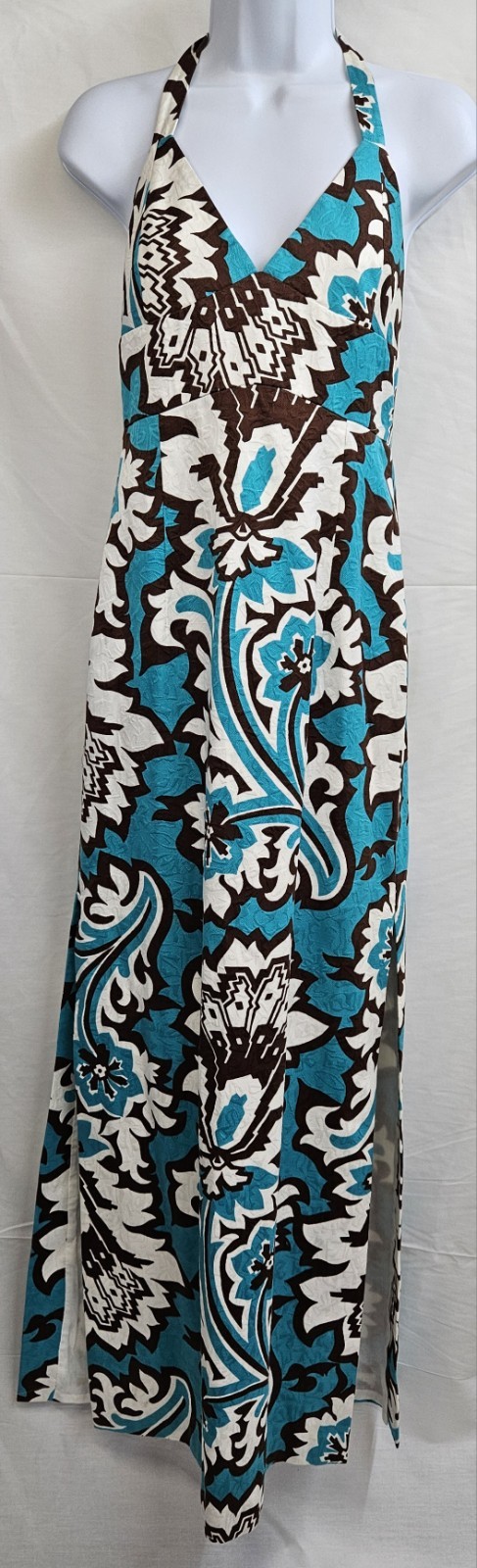 Women’s Milly of New York Maxi Dress Backless Leg Slits Large Floral Print Sz 8