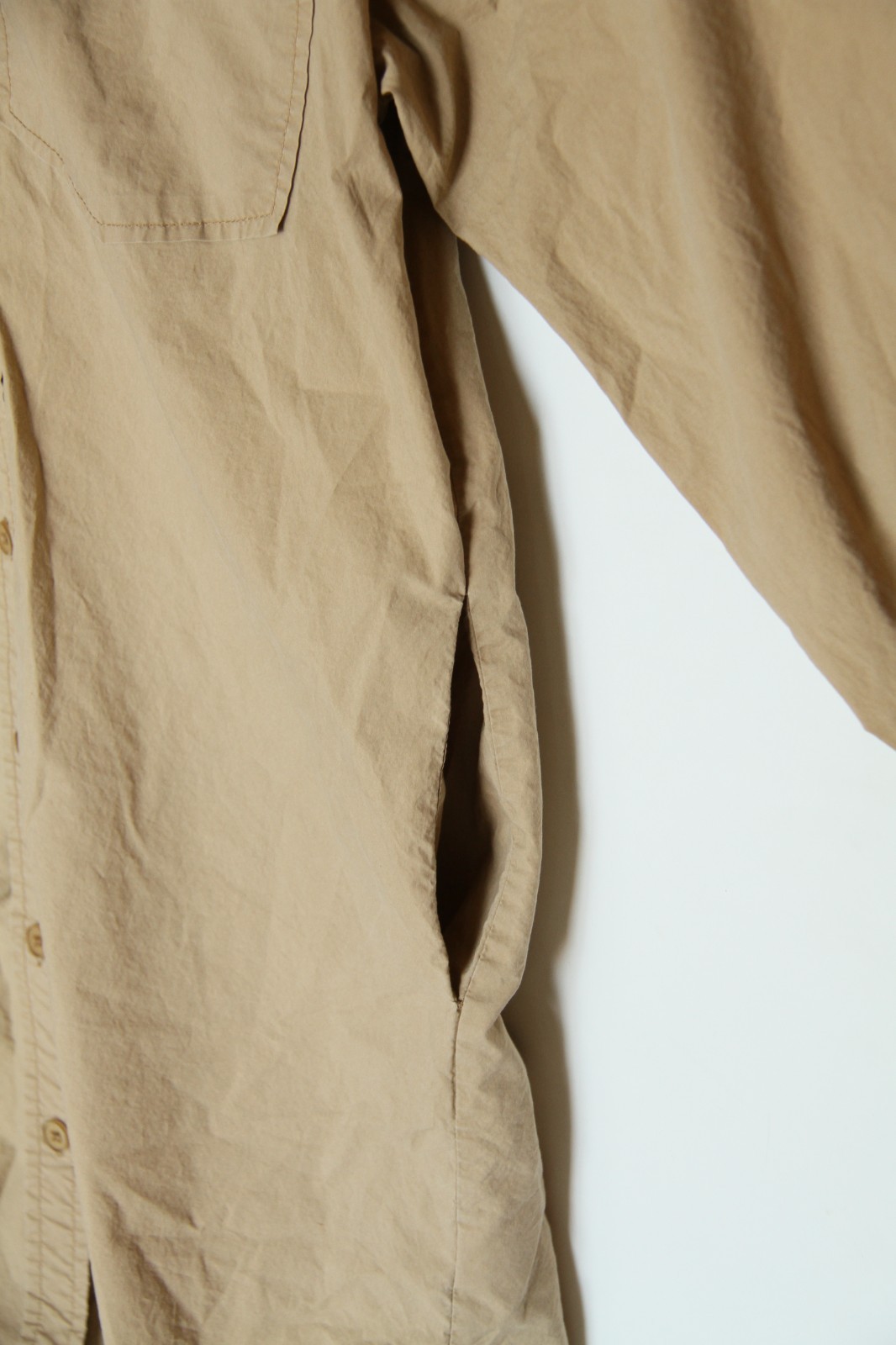 Mimosa M Beige Brown Oversized Button Up Shirt Dress Pockets 100% Cotton EUC!