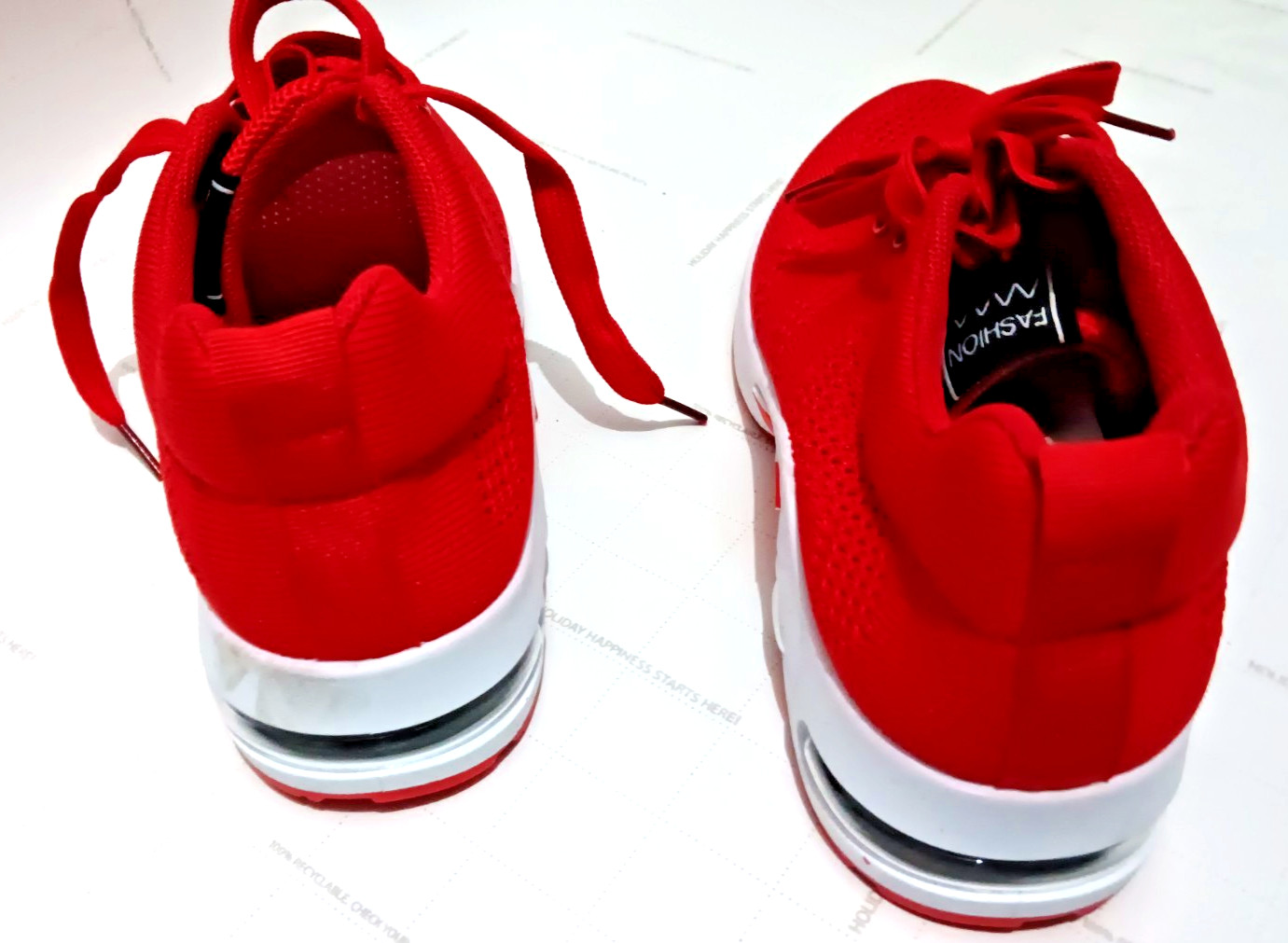 Women’s Red/White Solid Low Top Lace-Up Athletic Sneaker Shoes Activewear