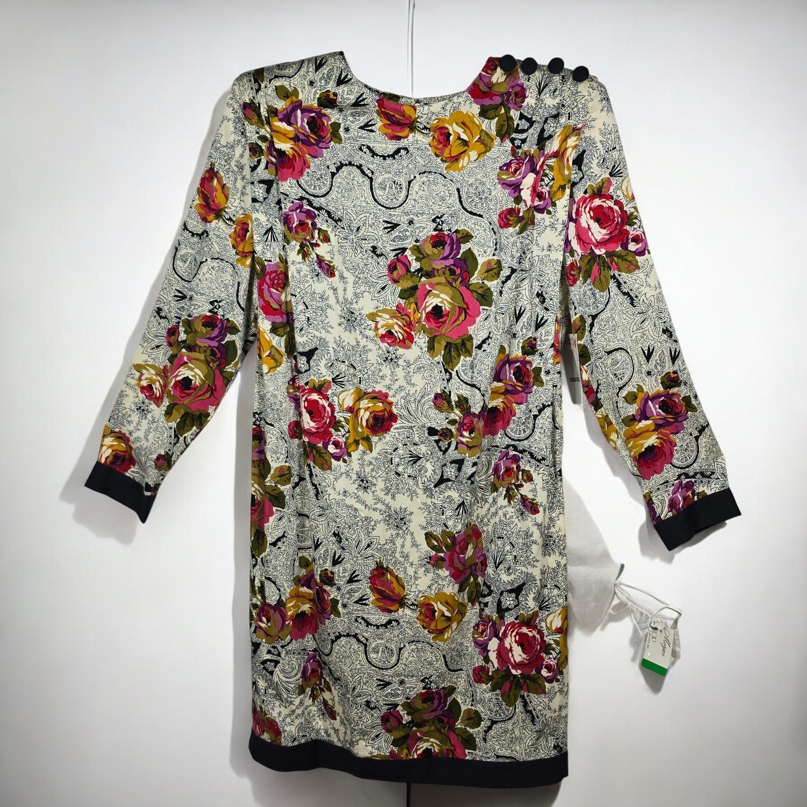 Vintage Donna Morgan for Non Stop Dress Woman 8 Floral Paisley Long Sleeve NWT