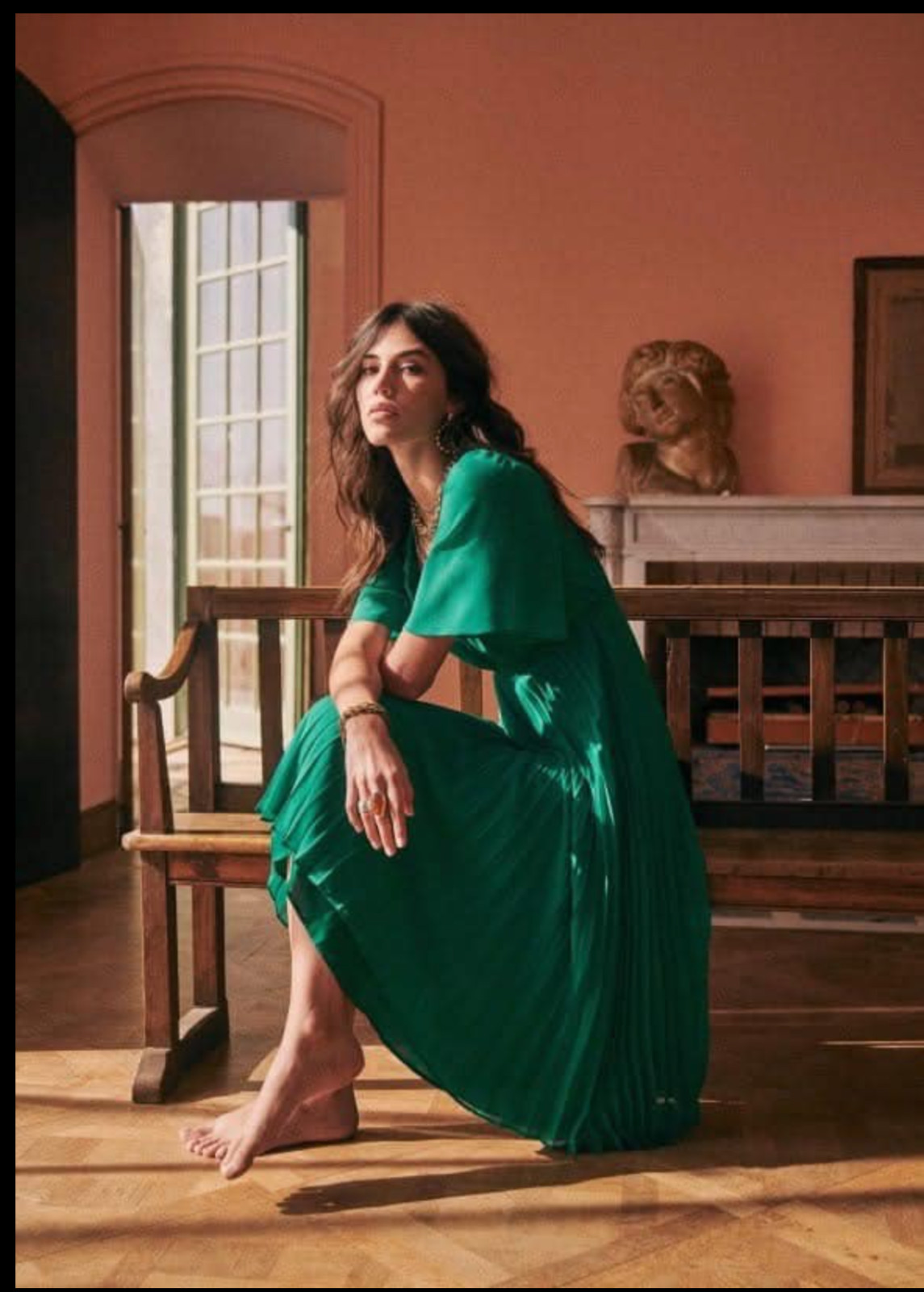 sezane florencia dress green 36 us 4