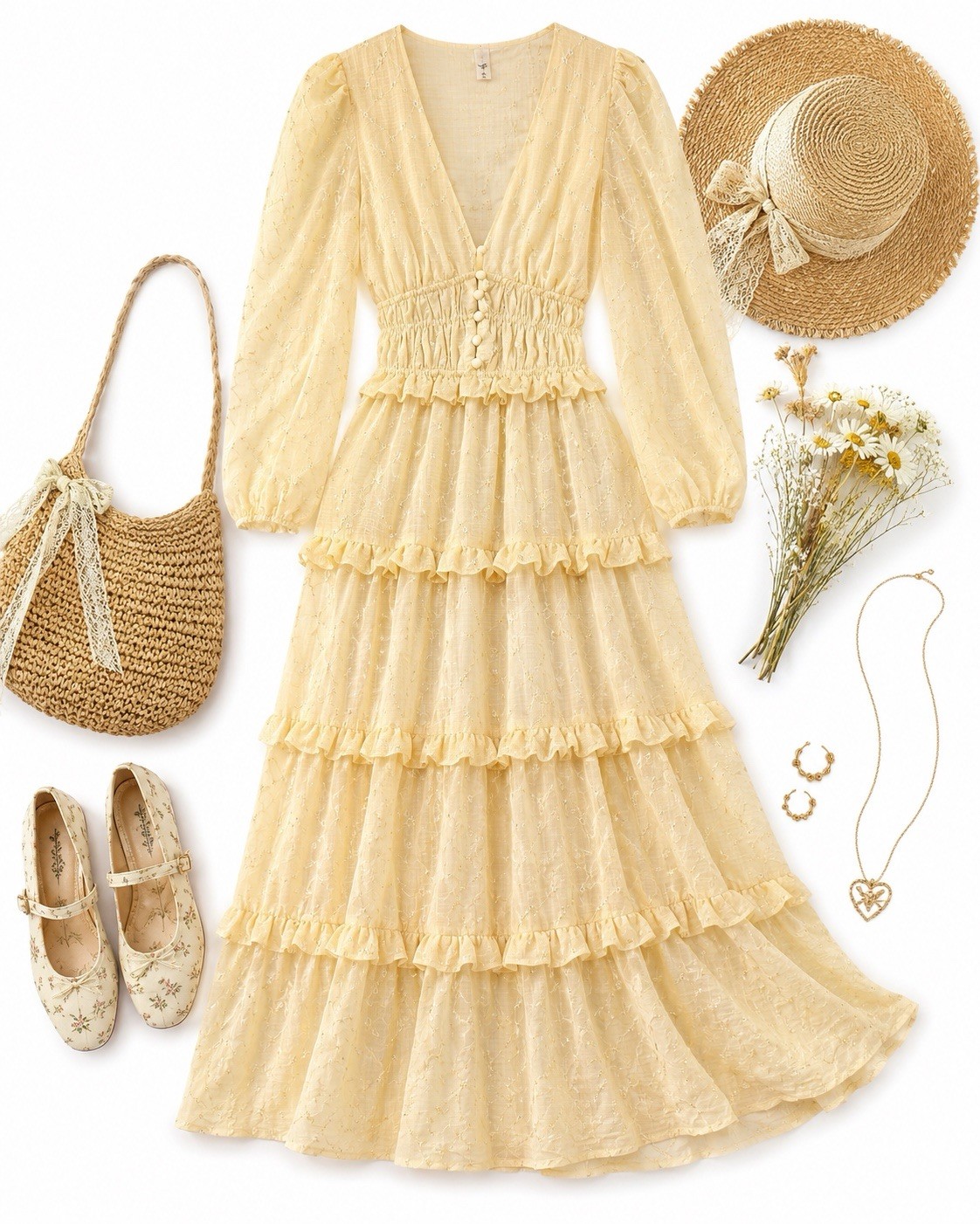 Boho Fashion nova maxi dress cottagecore v neck