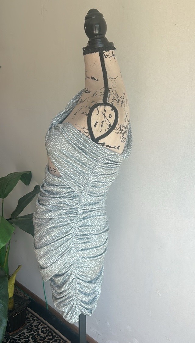 Lovers + Friends Maysen Dot Riches In Sage Bodycon Ruched Dress Size Medium NWT