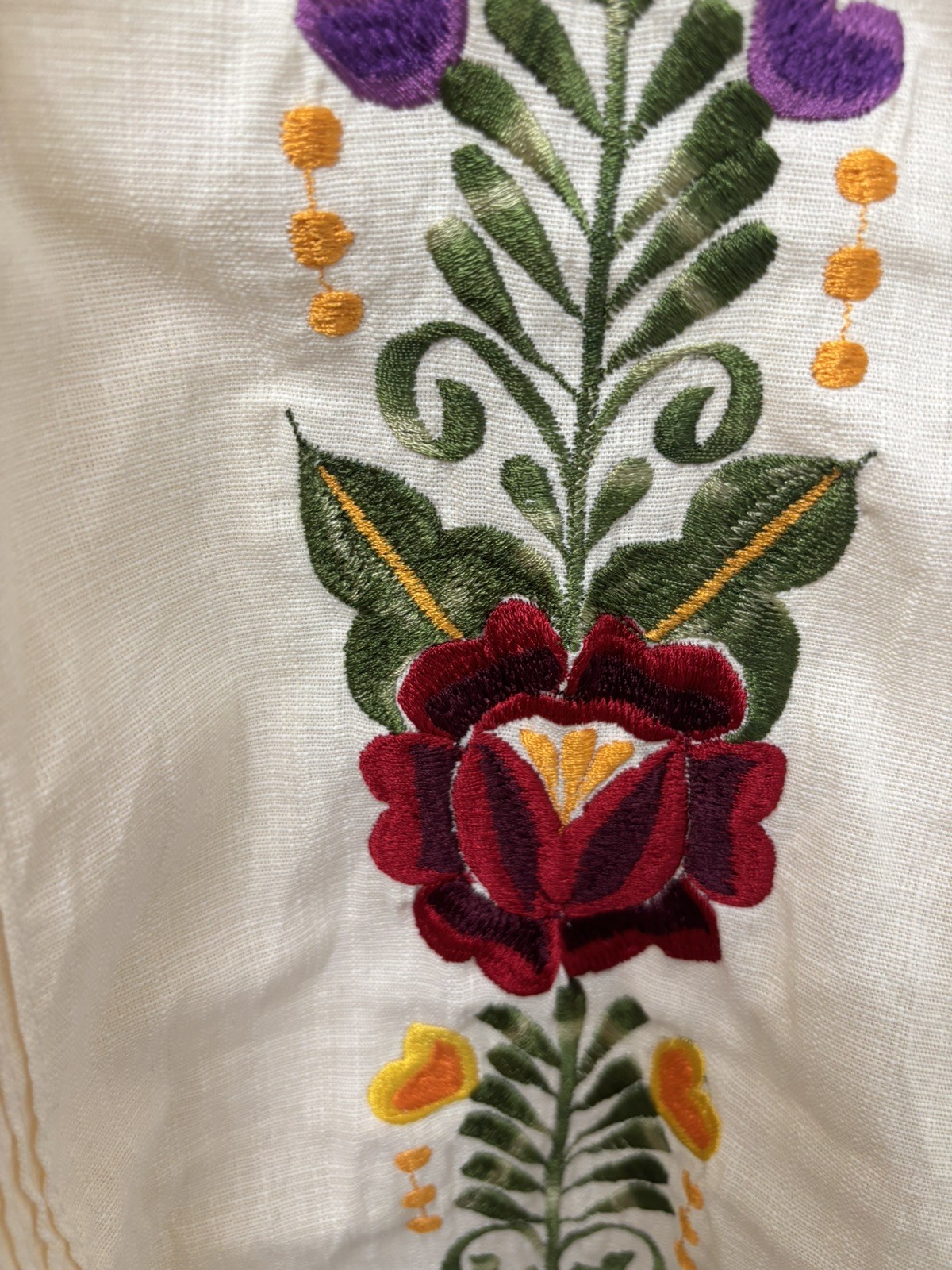 Vintage Guayabera Cotton Manta Embroidered Dress from Merida Mexico