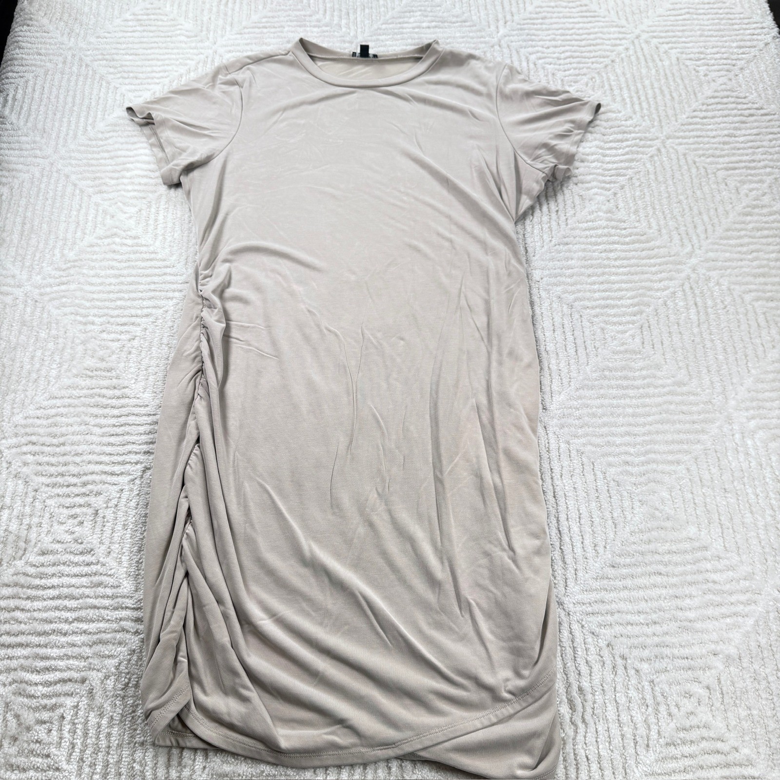 Express Dress Women’s XL Ruched Side Tan Casual Capsule Modal Every Day Neutral