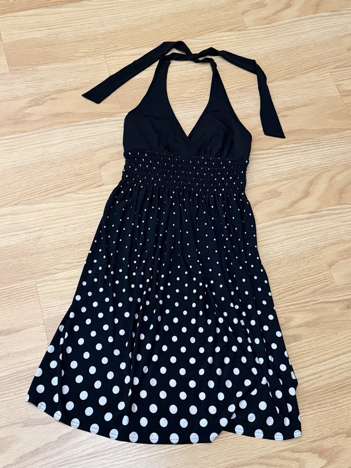 City mangies Triangles Black & White One-Shoulder Polka Dot Dress made USA