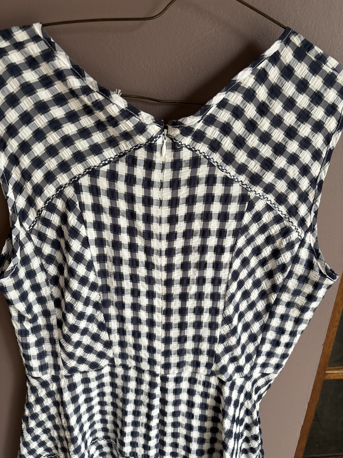✨High Tech – Claire Campbell Navy Gingham Dress IT44 UK12