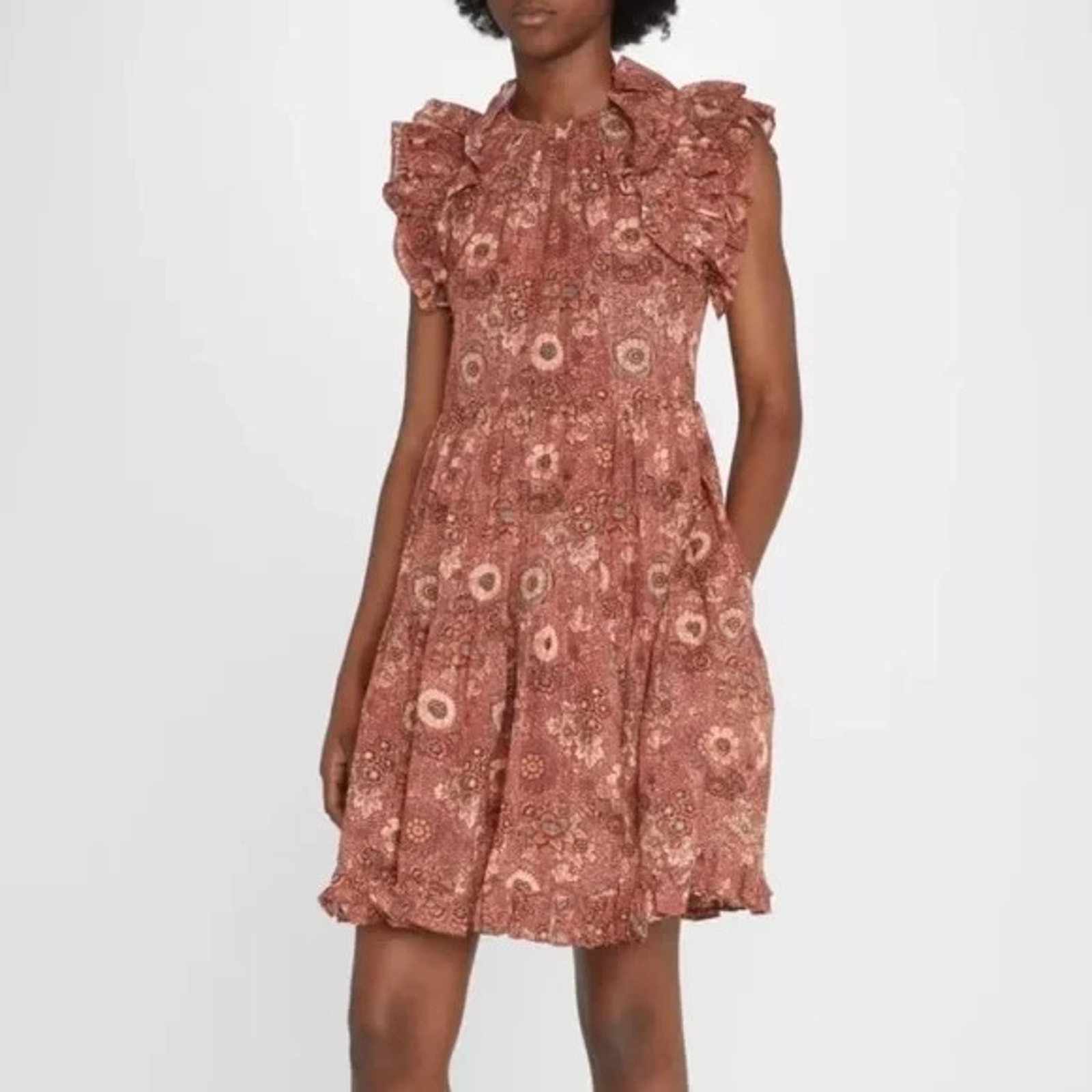 Ulla Johnson Adele Flutter Sleeve Mini Dress Rosebud Flutter Casual Boho Size 00