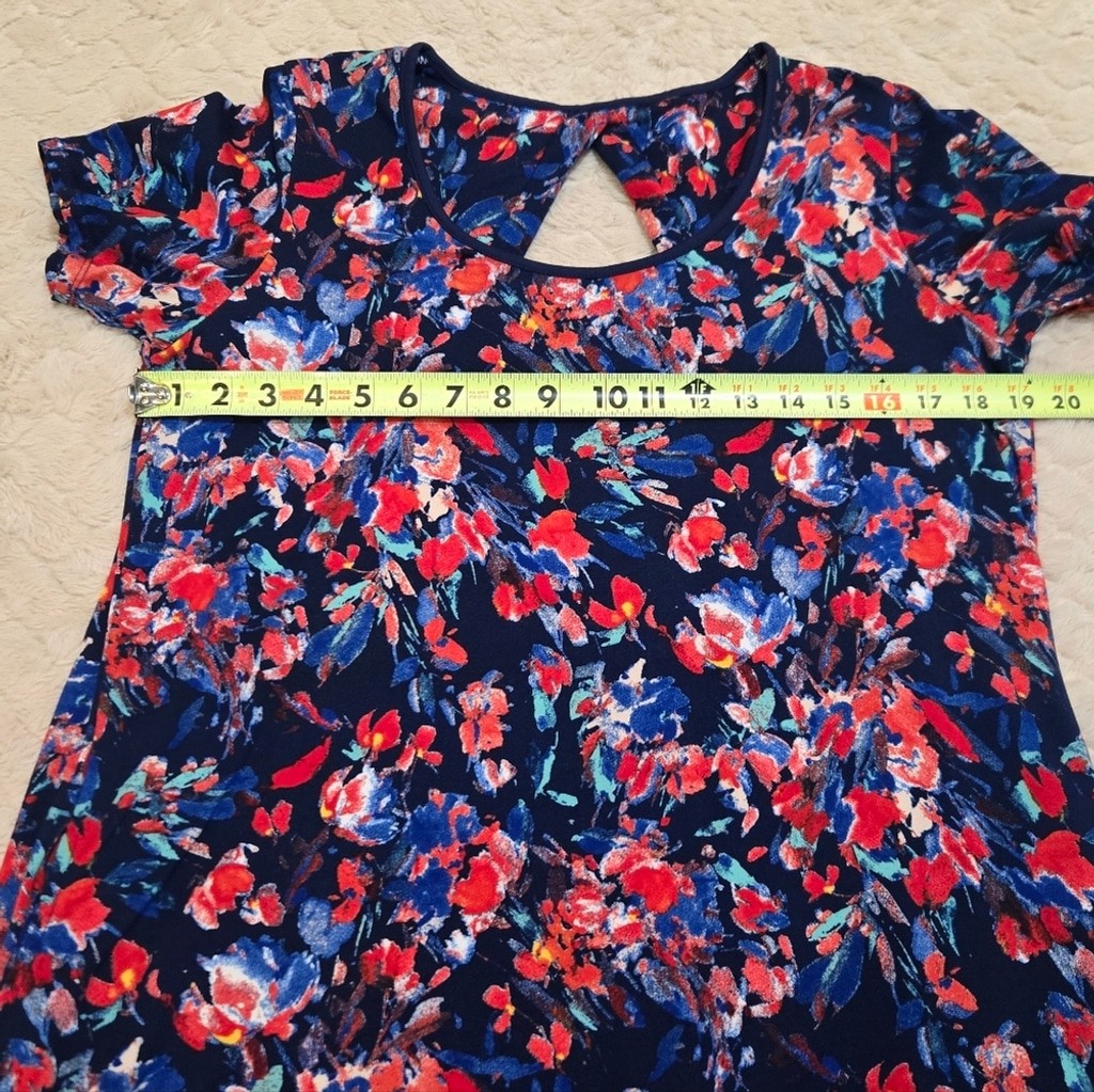 Cuddl Duds Flexwear Blue Floral Swing Cozy Dress, Size Medium
