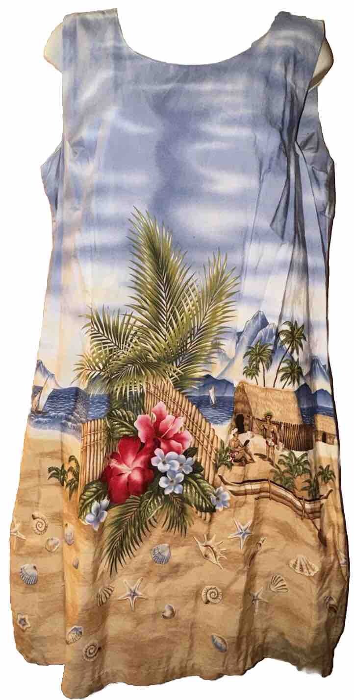 VTG KY’S Made in Hawaii Hawaiian Mini Summer Dress Tropical Beach Village Sz L