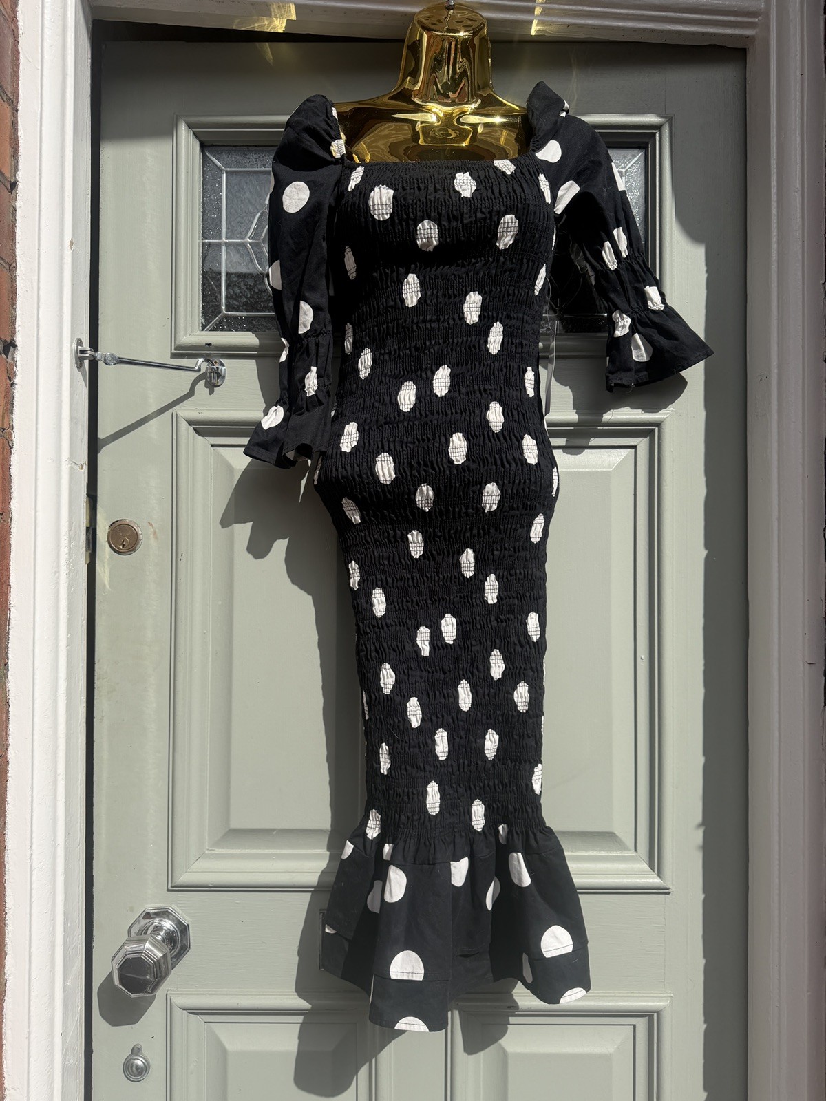 Never Fully Dressed Black Minnie jojo spotty wiggle Dress Size 6 b100