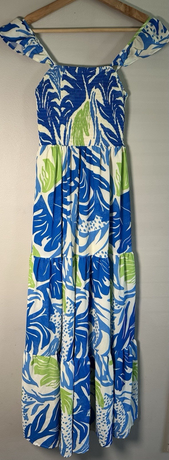 Flying Tomato Dress, Tropical Floral, Tiered Maxi , Size Small
