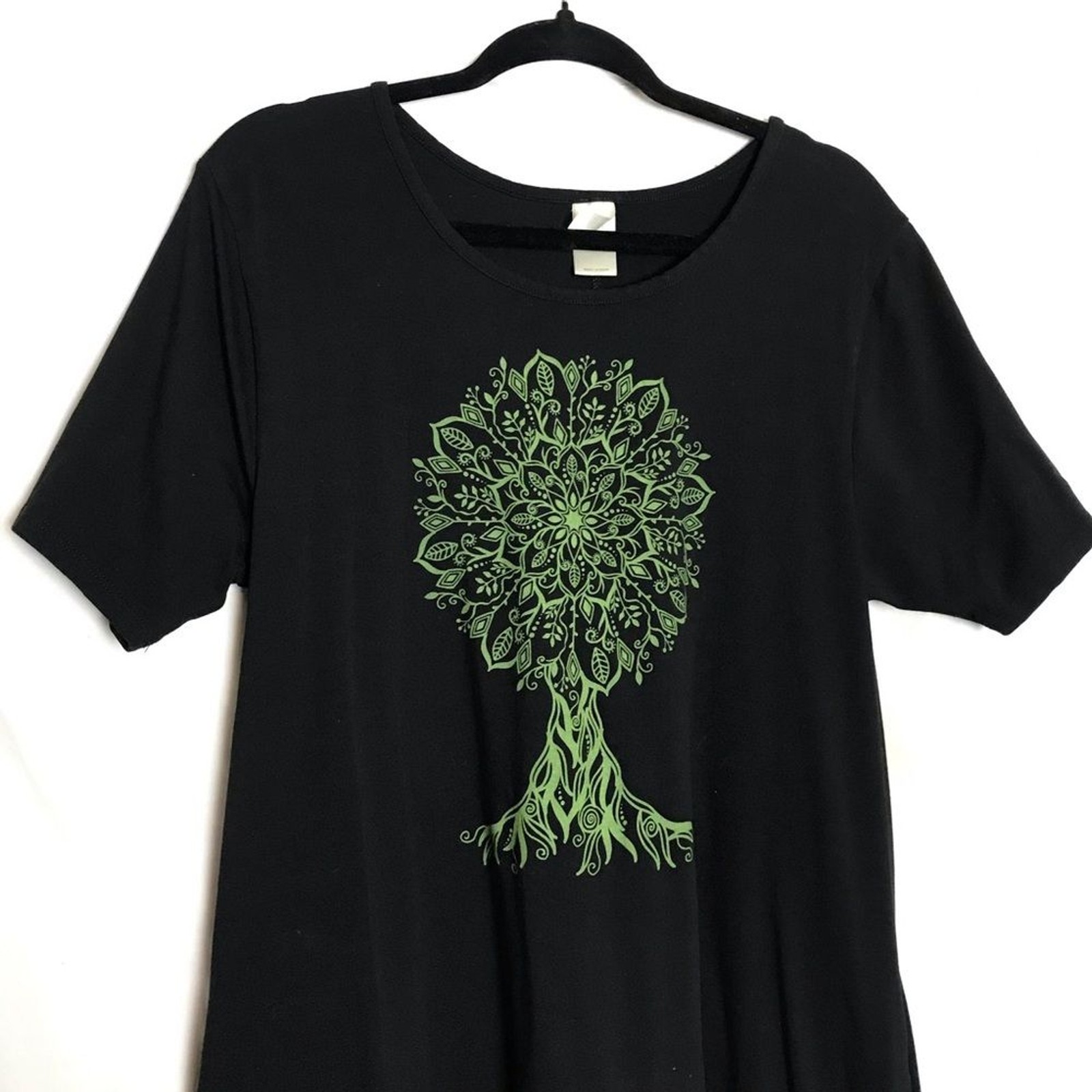 Soul Flower Mandala Tree Organic Cotton Shift Dress Womens Size XL Boho Hippie