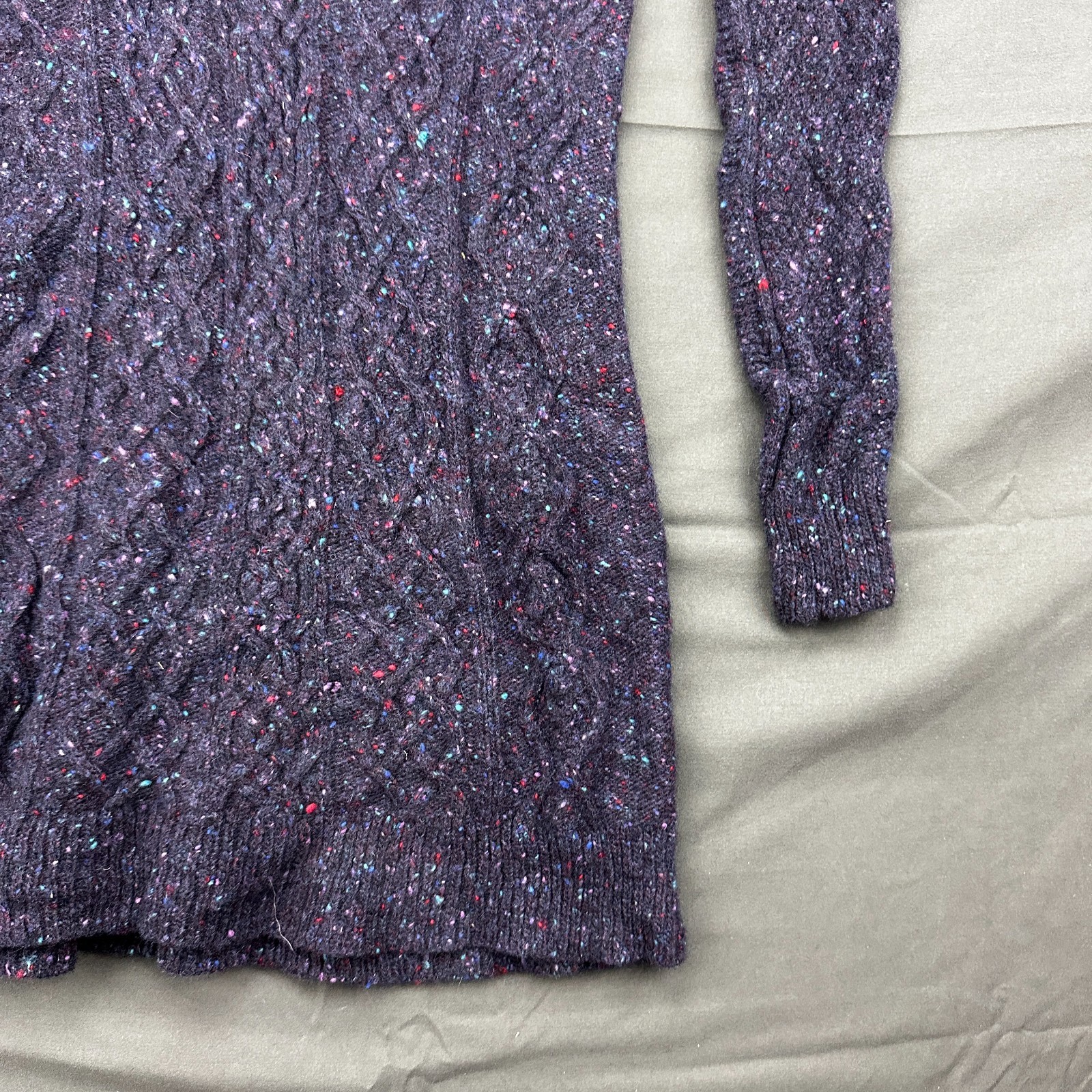 Theory Mayly Fleck Wool Sweater Dress Women’s Small Purple Cable Knit Crew Neck