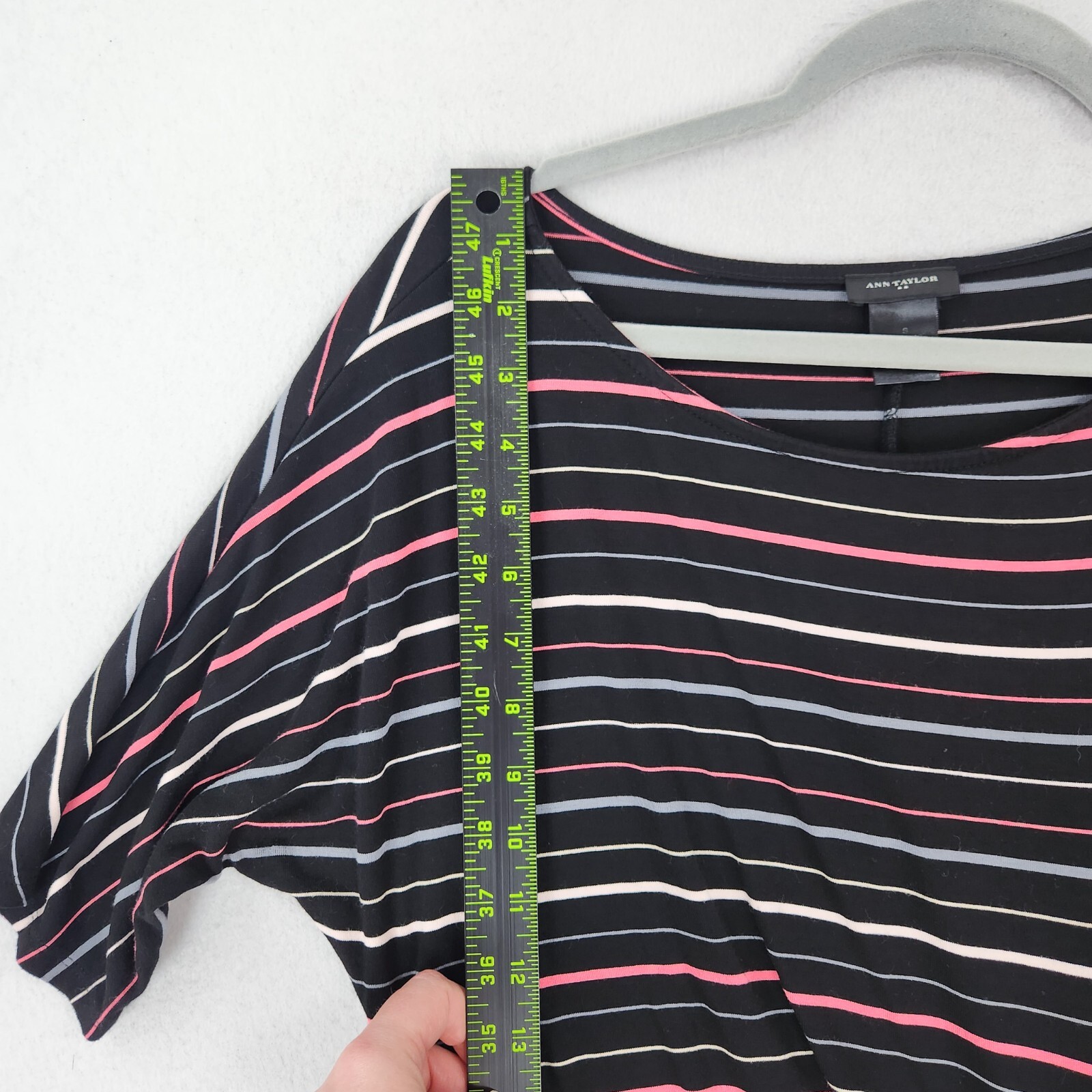 Ann Taylor Dress Womens Small Black Colorful Striped Dolman Sleeve Sheath Casual
