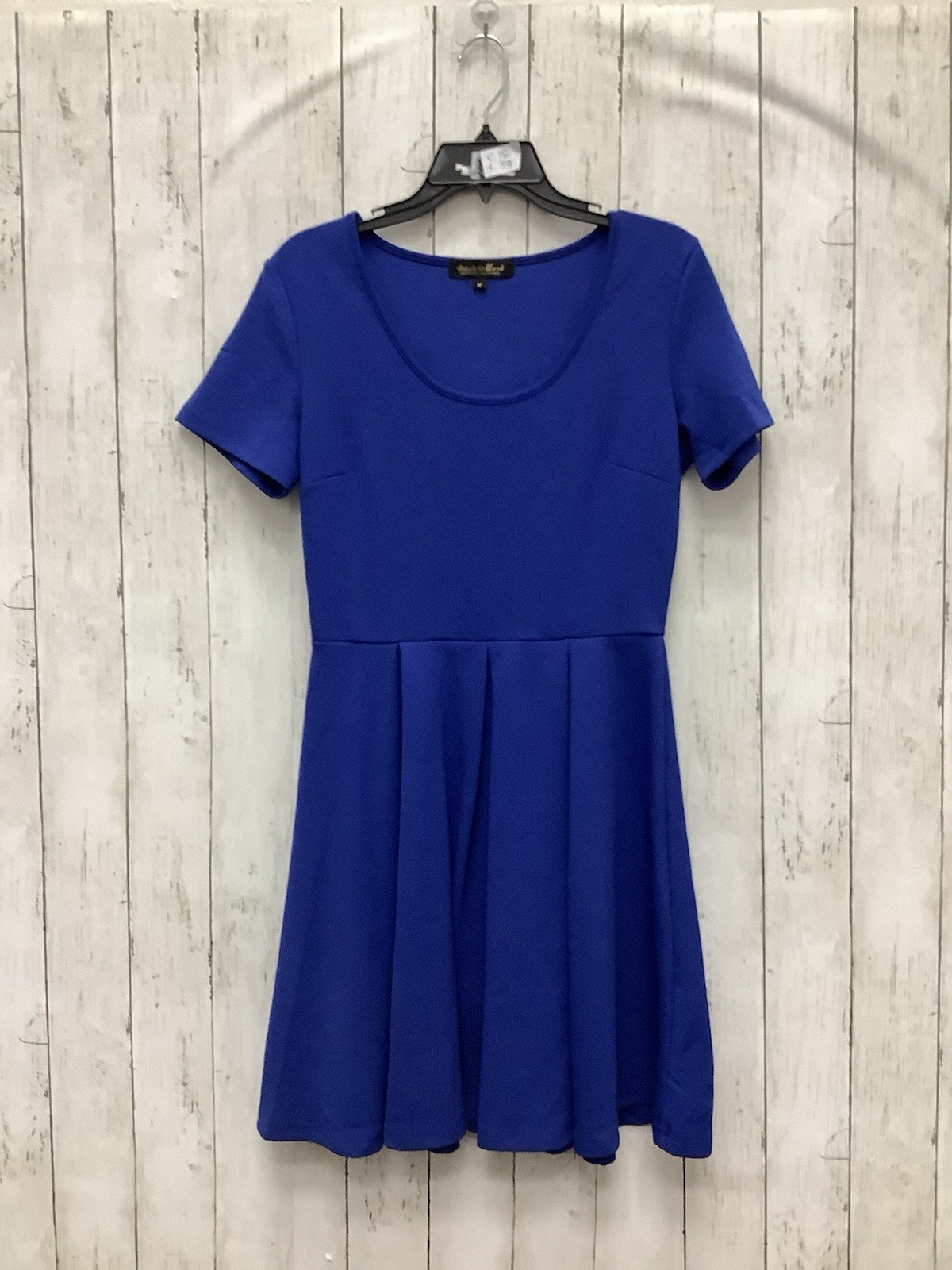 White Mark Women’s Royal Blue Short Sleeve Fit and Flare Skater Dress, Size M