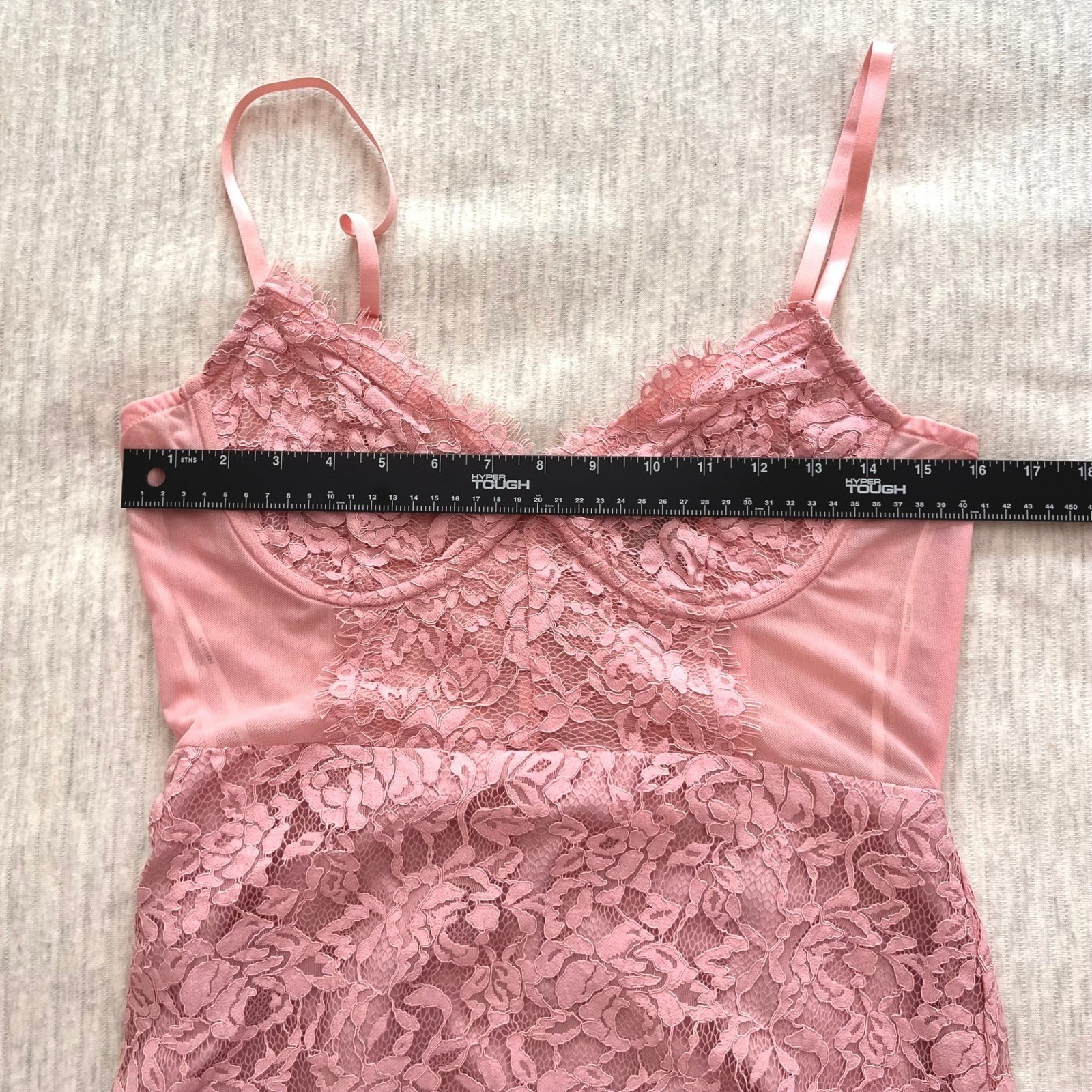 Forever 21 Pink Lace Bustier Mini Dress Adjustable Straps Feminine Sexy Womens L