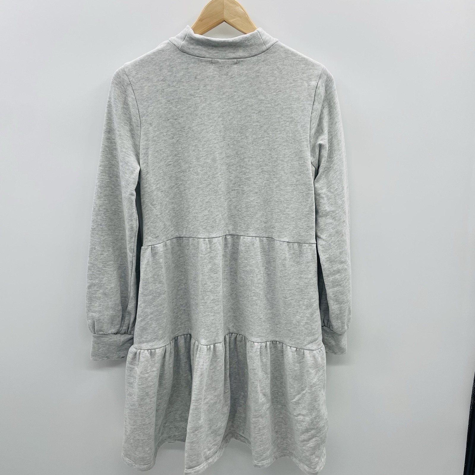 Style & Co Womens Size Medium Mock-Neck Tiered Sweatshirt Dress in Gray $59