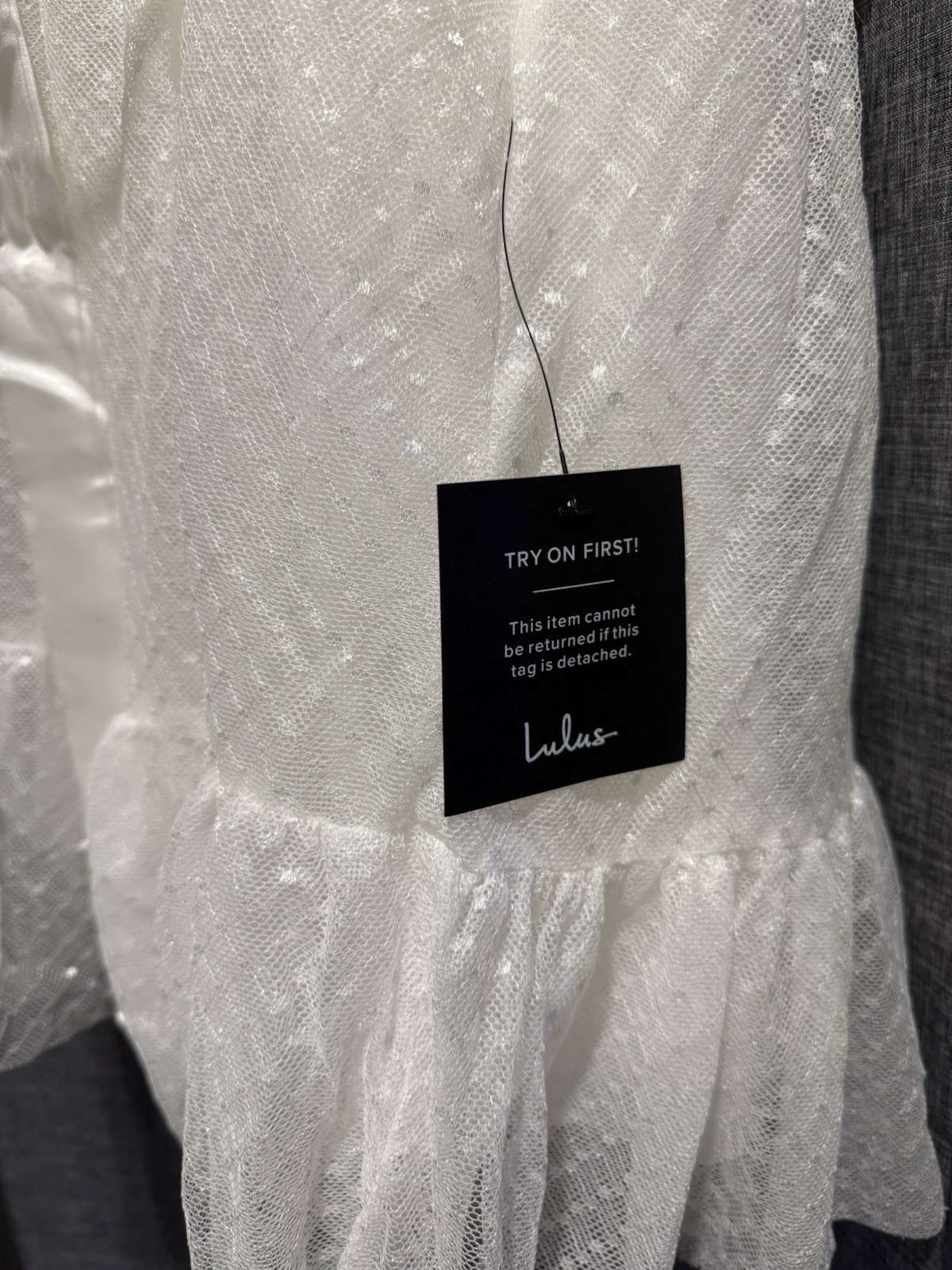 Lulus White Adorable Event Swiss Dot Mesh One Shoulder Mini double lined Dress L