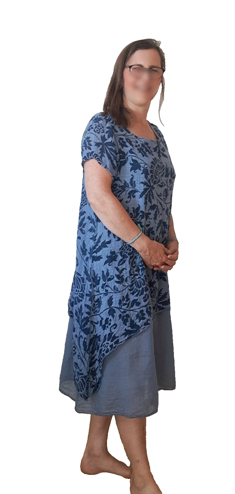 blue loose fit one-size comfortable fun indie cotton women’s dress