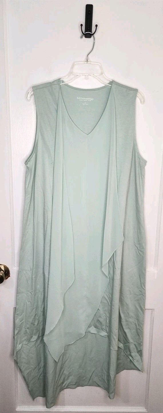 Soft Surroundings Dress Size 1X Amalfi Sea Mist Mint Blue Sleeveless Lagenlook