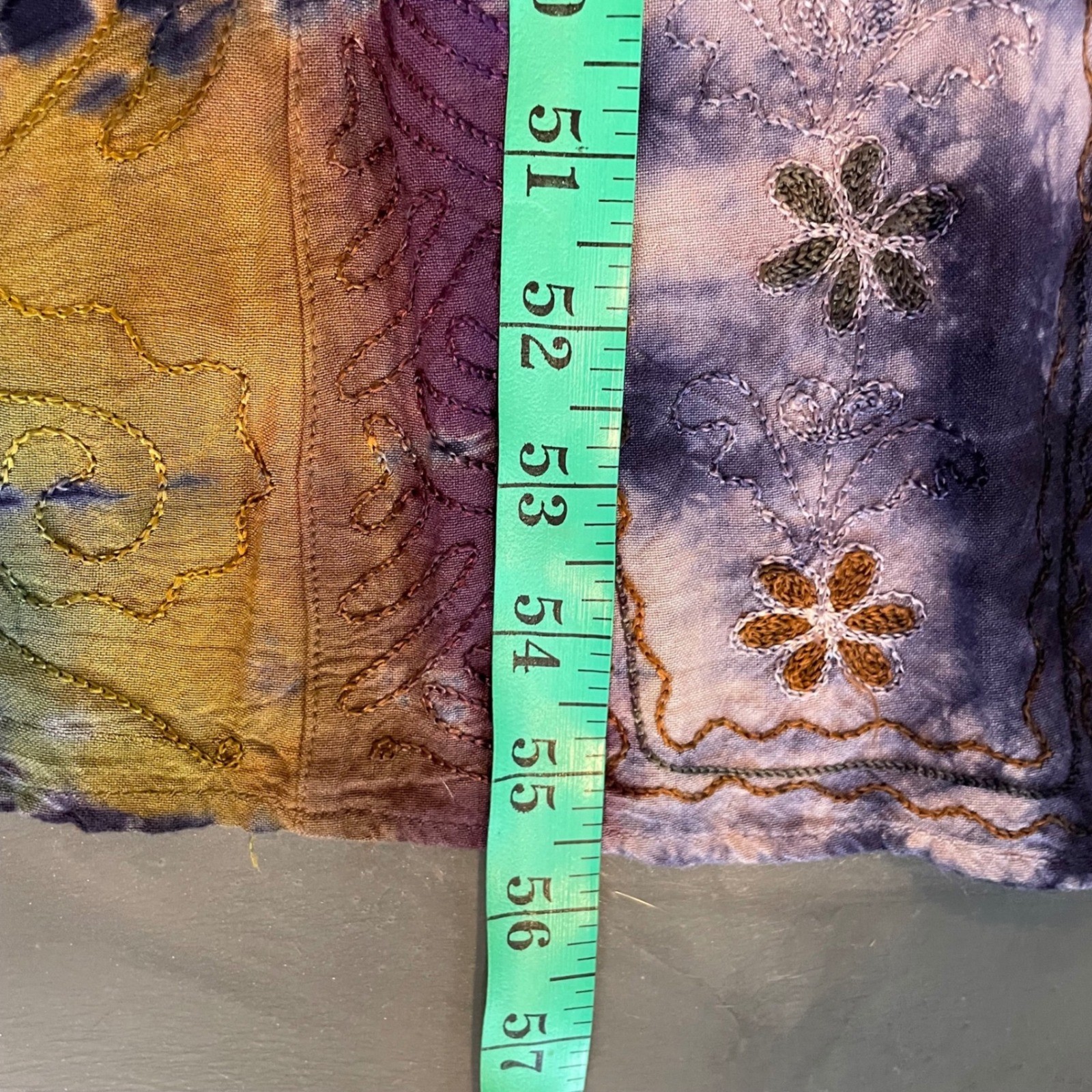 Boho Tie Dye Embroidered Rayon Maxi Dress Navy Rainbow Free Size India Festival