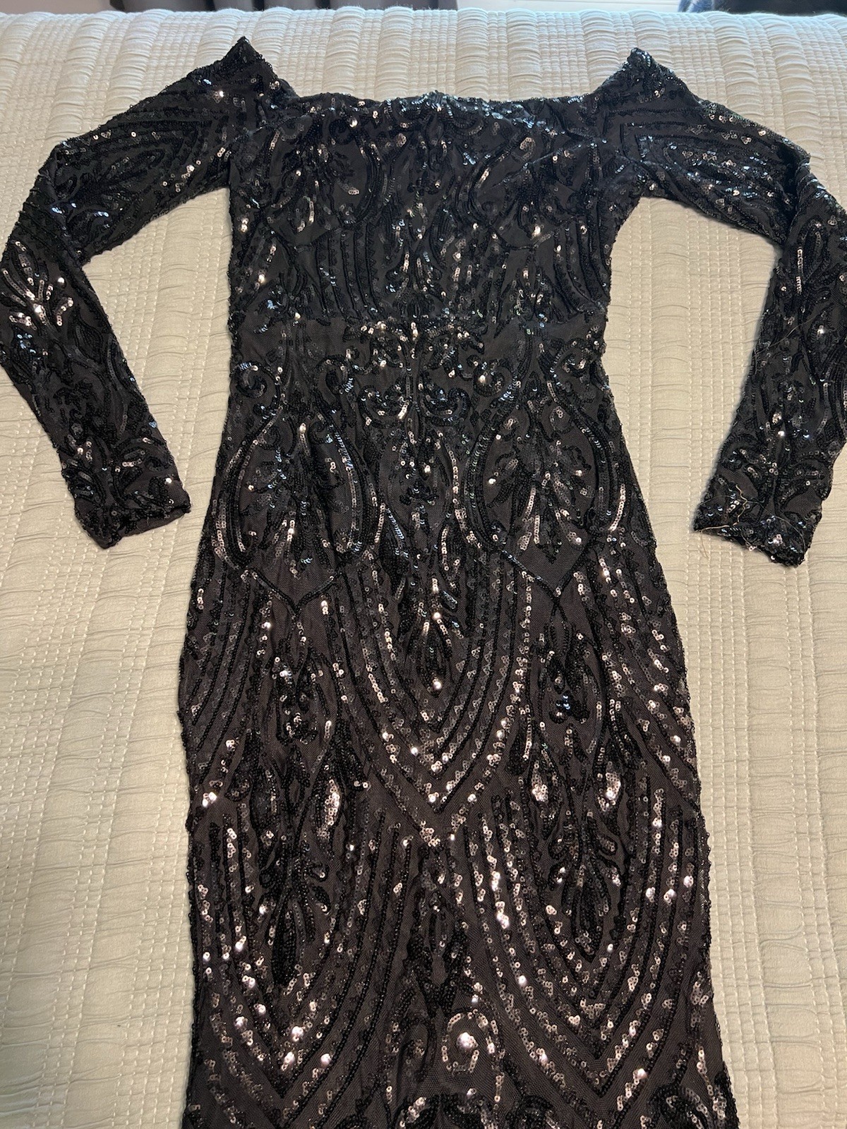 Windsor Sierra Sequin Off The Shoulder Black Formal Mermaid Dress Size S