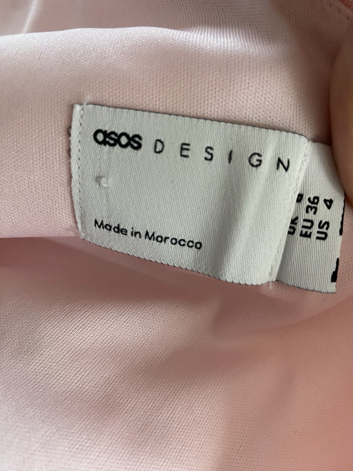 ASOS DESIGN Pleated One Shoulder Midi Dress Pink Abstract Scuba Women’s 4 NWT