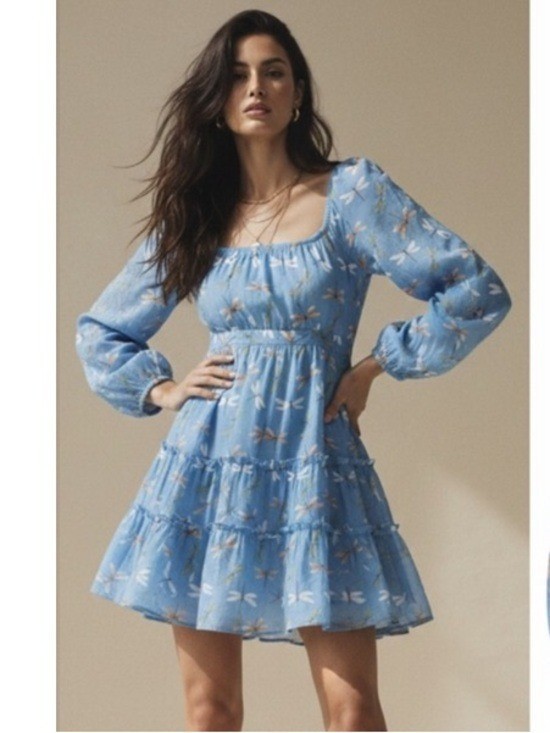 NEW OLIVIA BY LIVRO Cotton Cin Cin Mini Dress Dragonflies XS retail $375