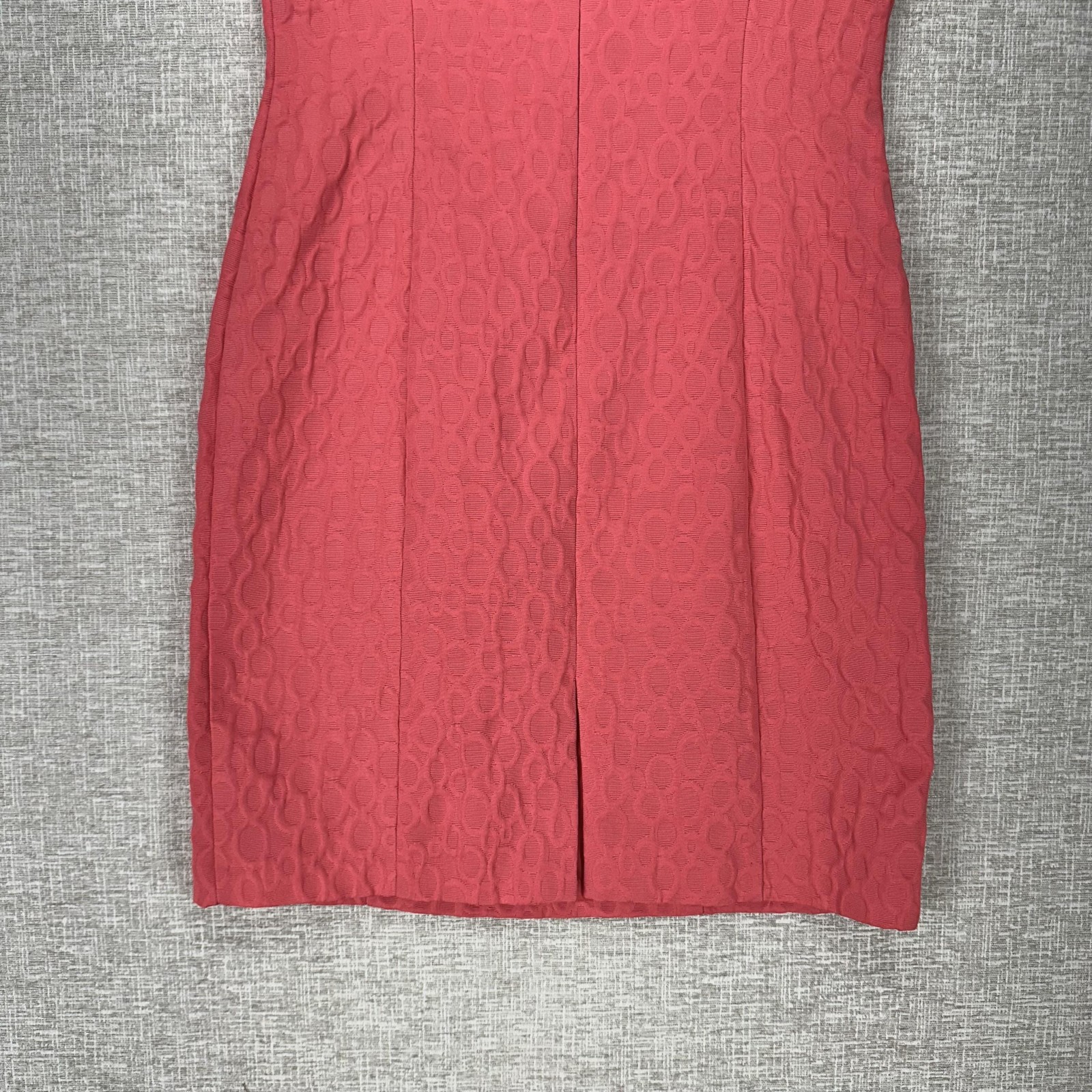 Studio I Dress Womens 10 Salmon Pink Textured Bow Sheath Lined Back Zip