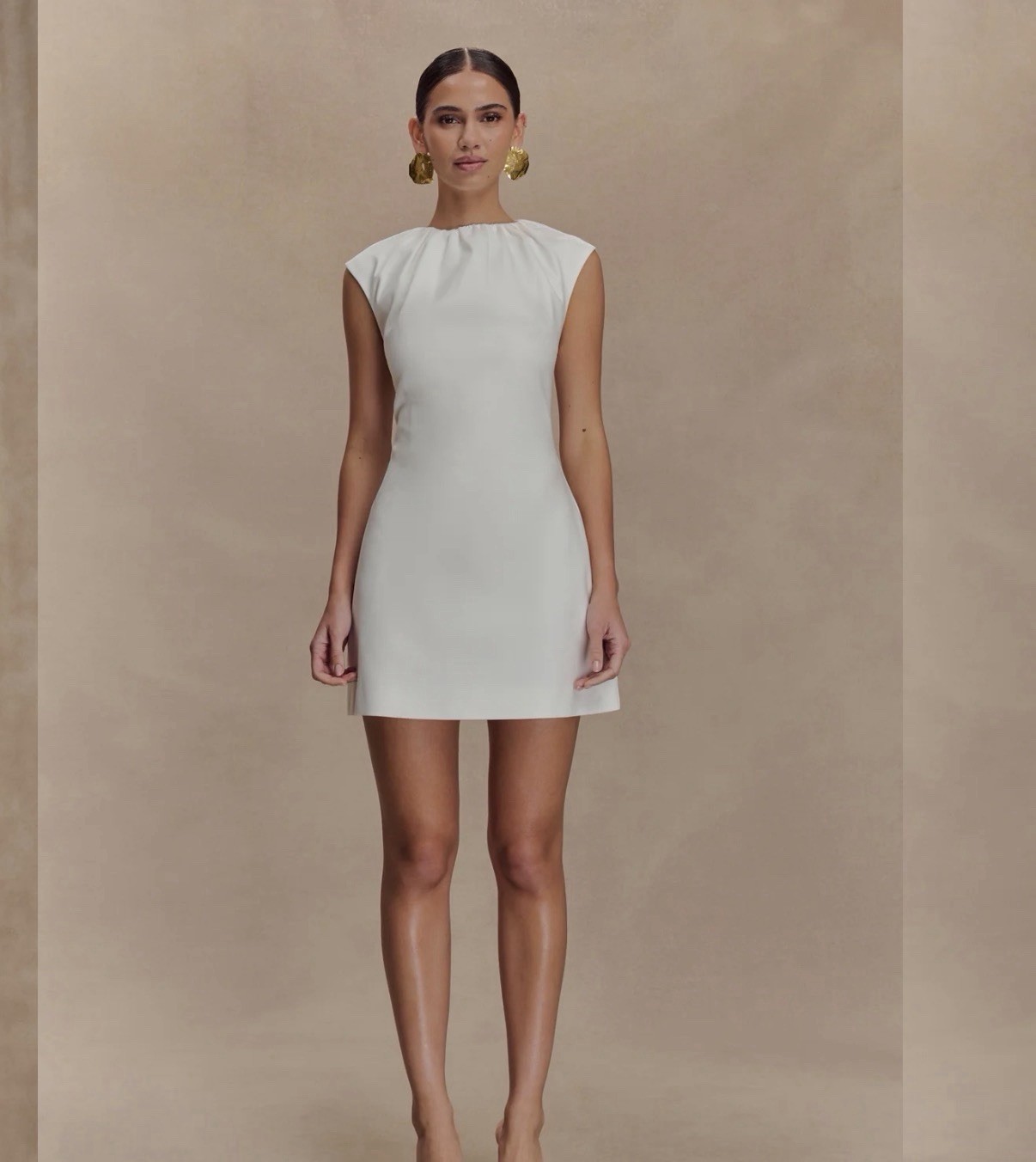 Meshki Ariana Pleated Neck Mini Dress Ivory Size XL NWT