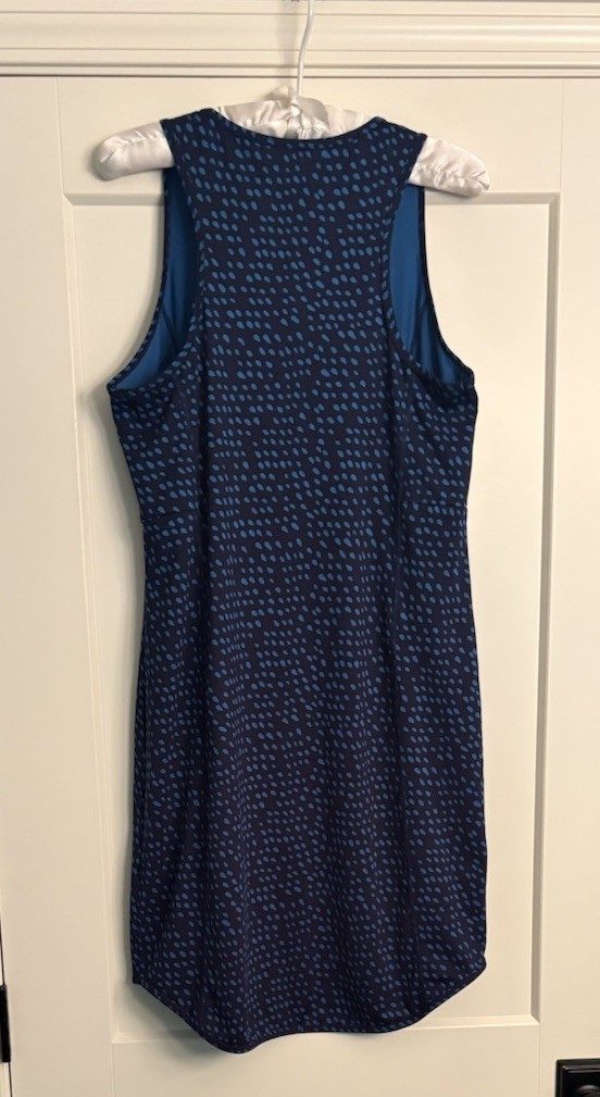 Title Nine Sz M Blue Batik Dot Alpha Racerback Tank Dress
