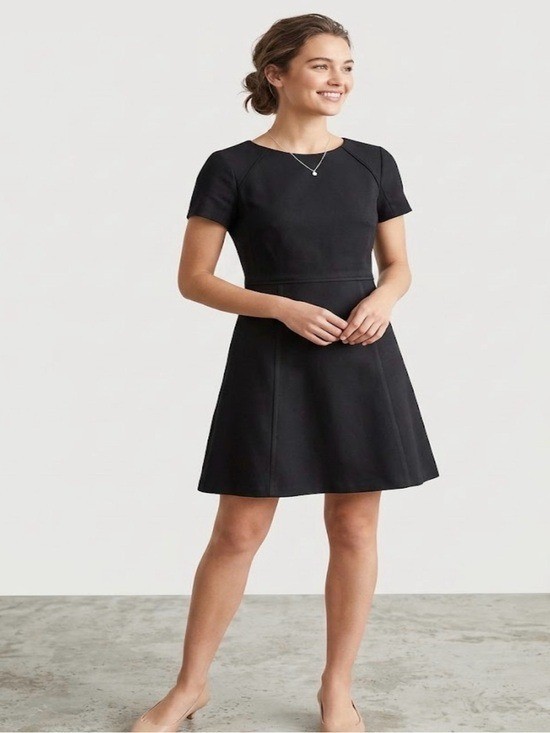 J.CREW Black Fit-and-Flare Short Sleeve Dress