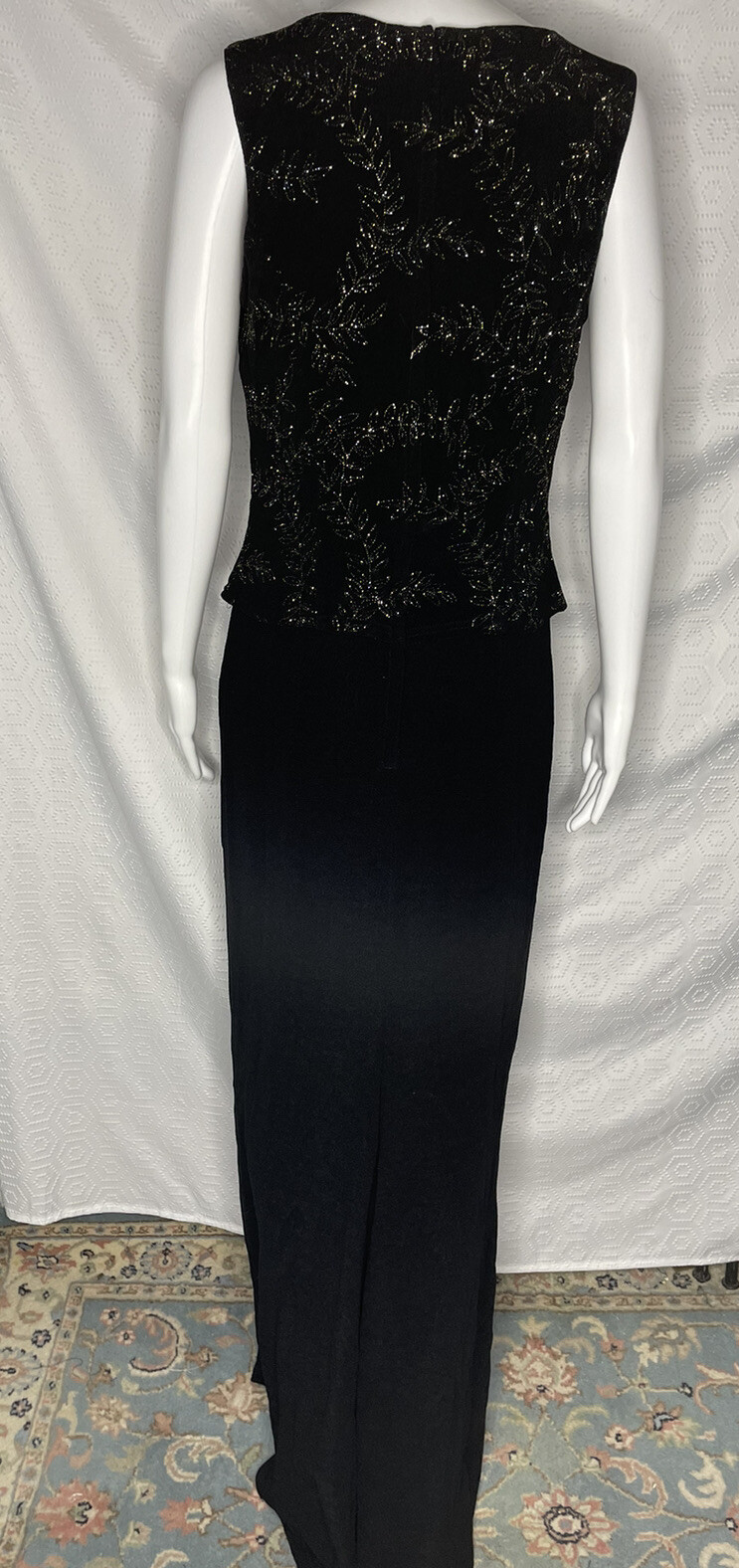 Scott McClintock Vintage Millennium 2000 Black Glitter Evening Gown Size 12 Y2K