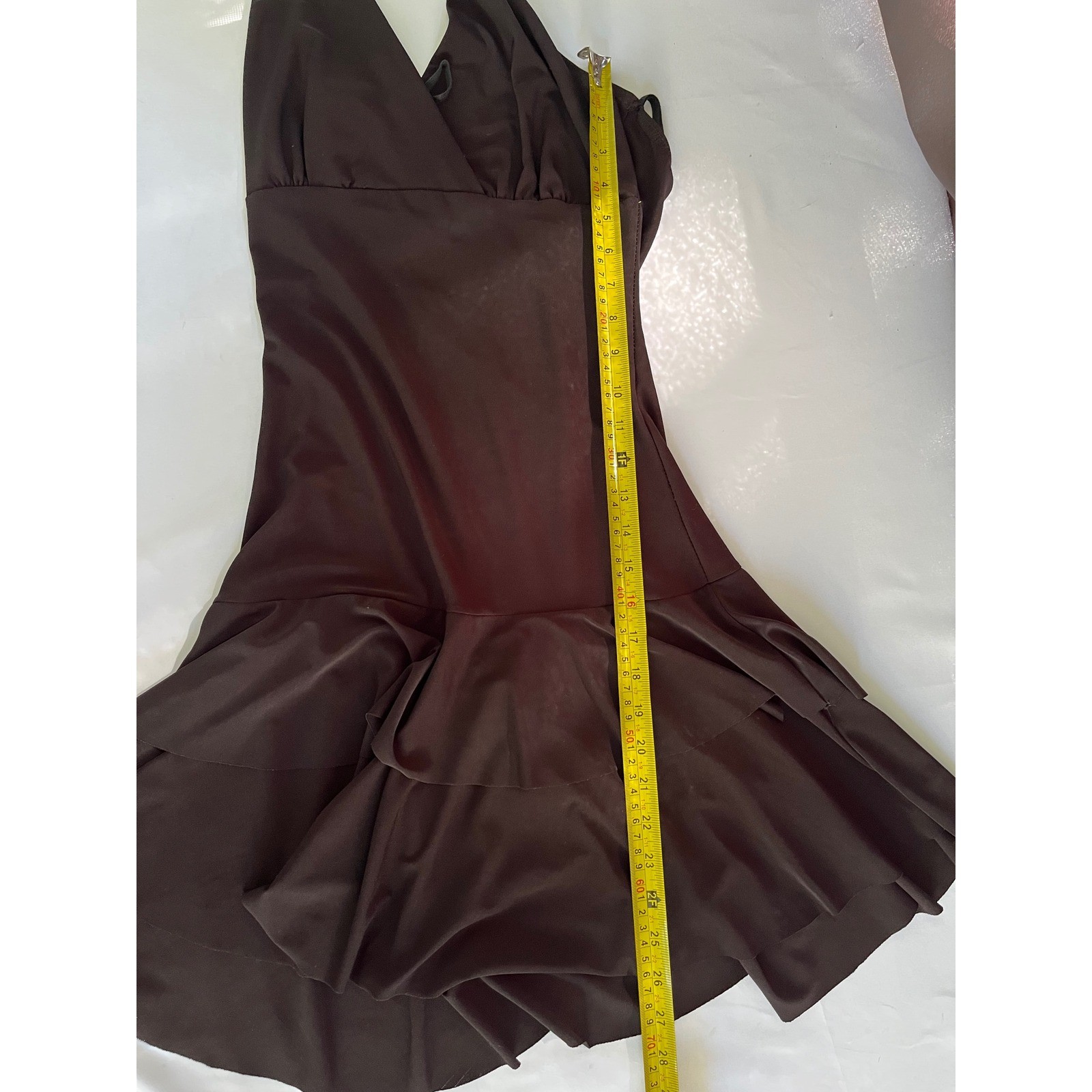 Lipstick Y2K Black Halter Dress Flounce Hem Bodycon Mini Dress M Made USA