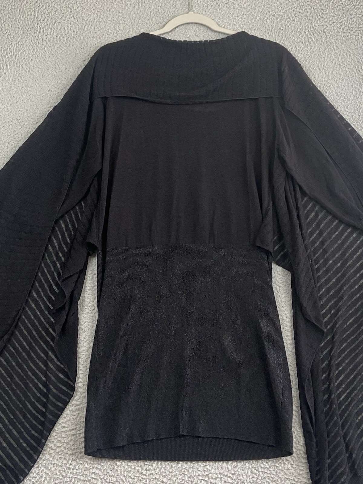 Anne Fontaine Black Knit Butterfly Sleeve Metallic Bodycon Mini Dress 44 Aiko