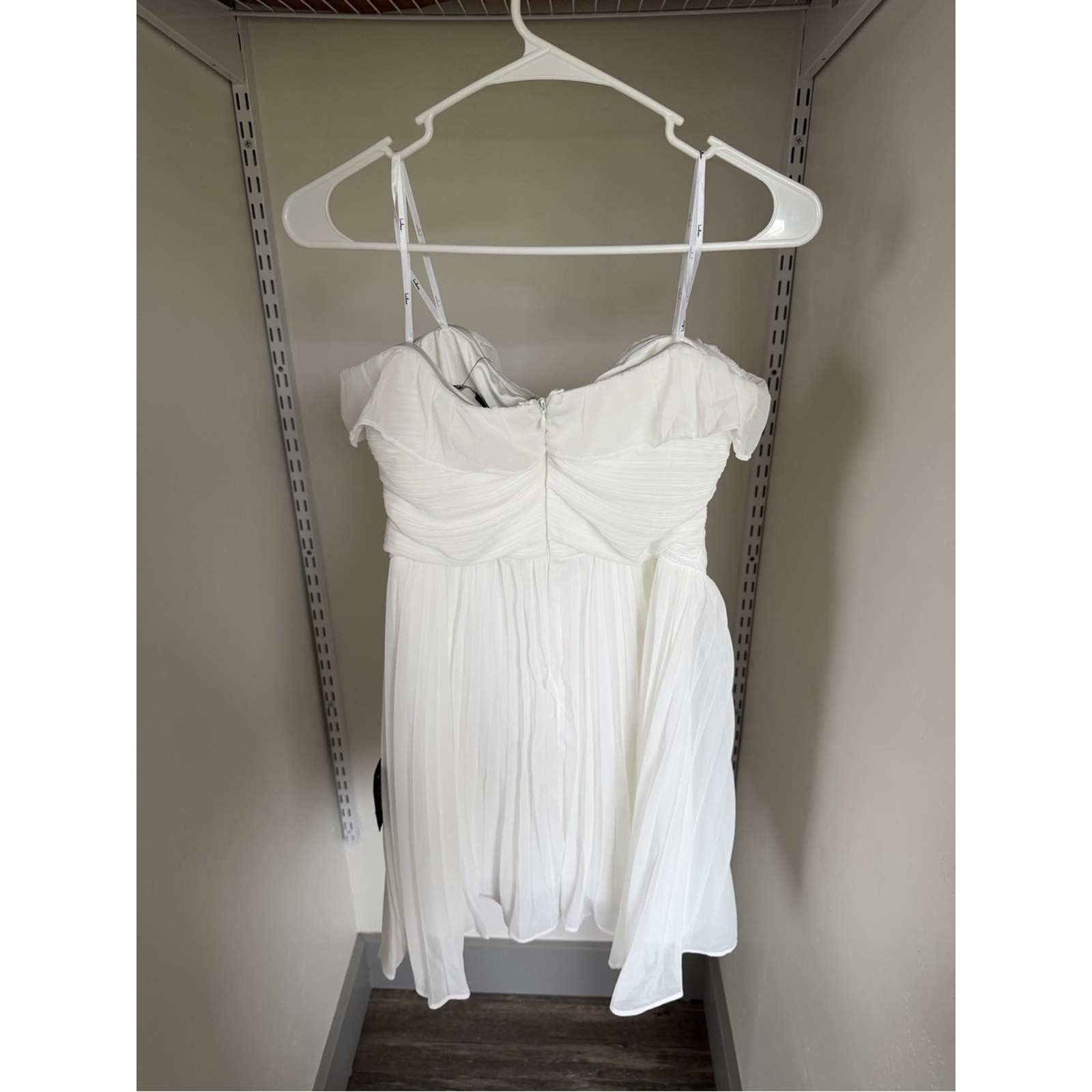 Lulu’s White Pleated Ruffle Strap Mini Dress