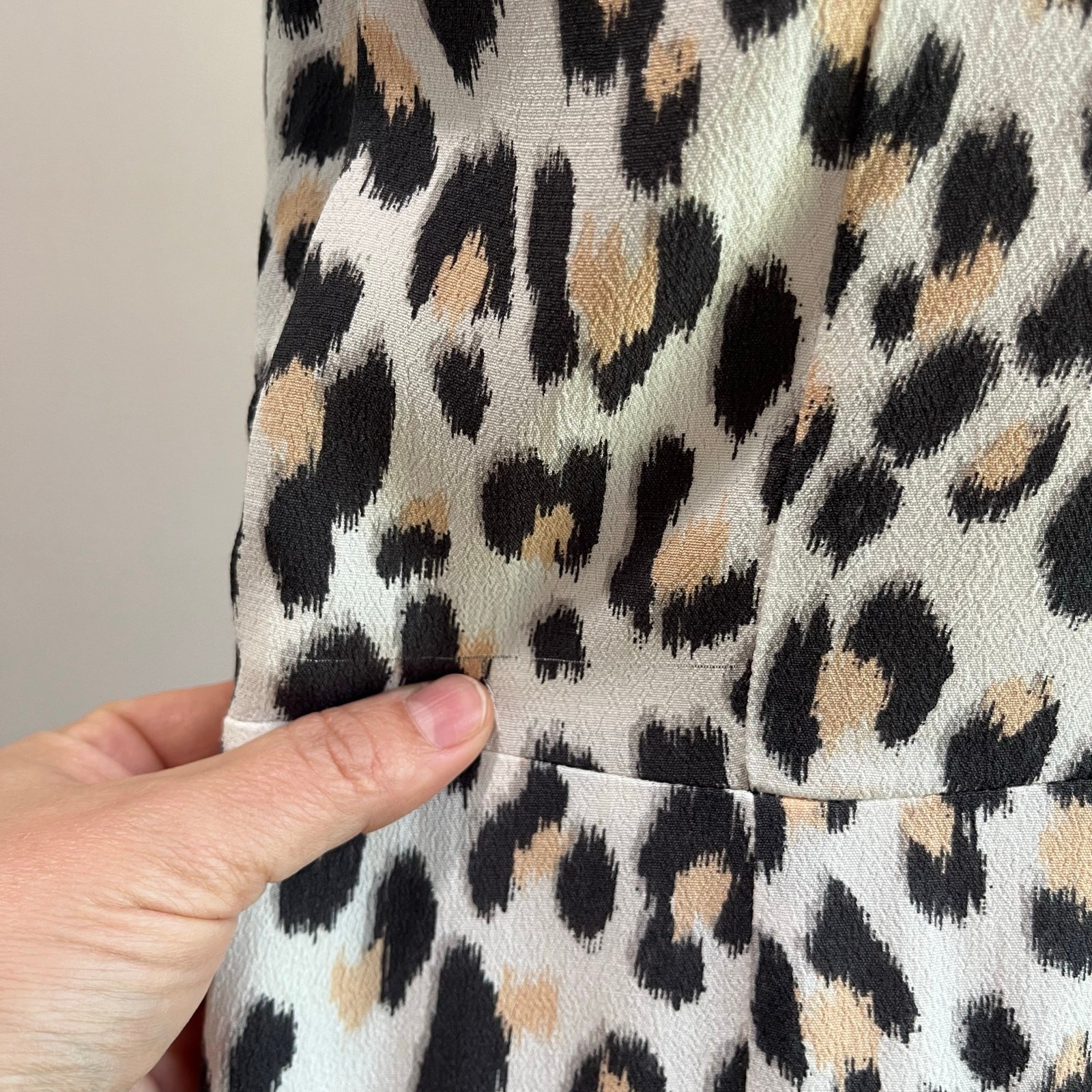 Loft White Leopard Print Short Sleeve Midi Dress Career Casual Party Sz 10
