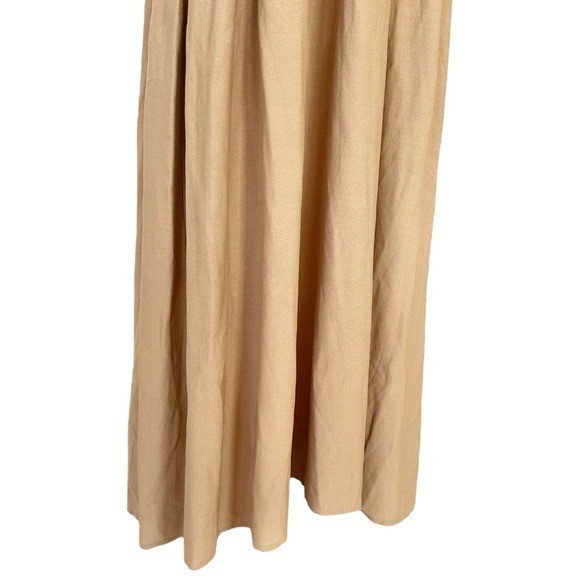 Solid and Striped Soglio Halter Ecru Camel Brown Maxi Dress Size L