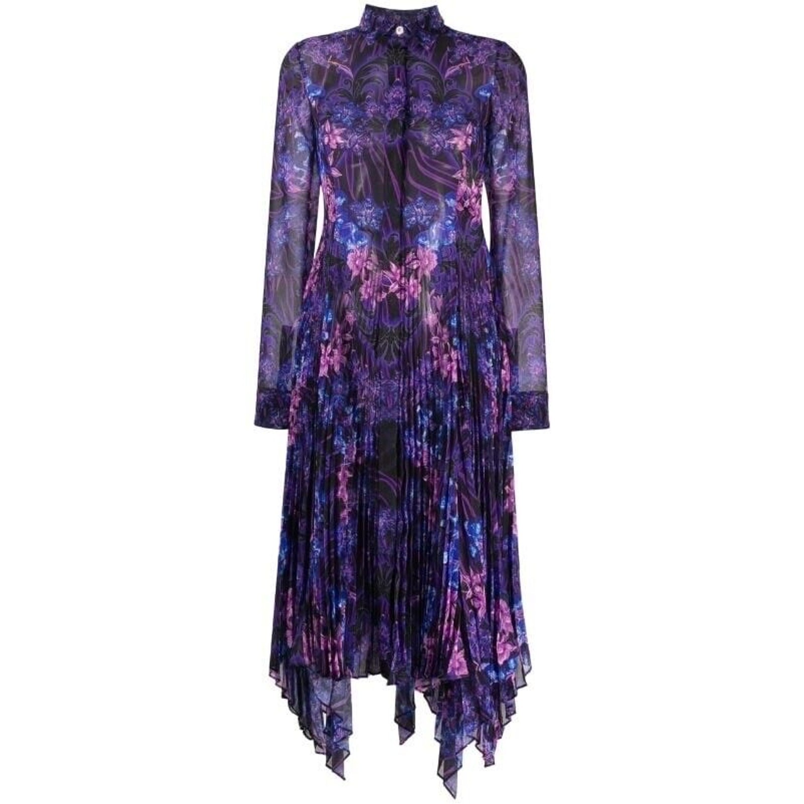 NWT Versace 42 US 6 Runway SS23 Plisse Dress All Over Orchid Purple $5,425
