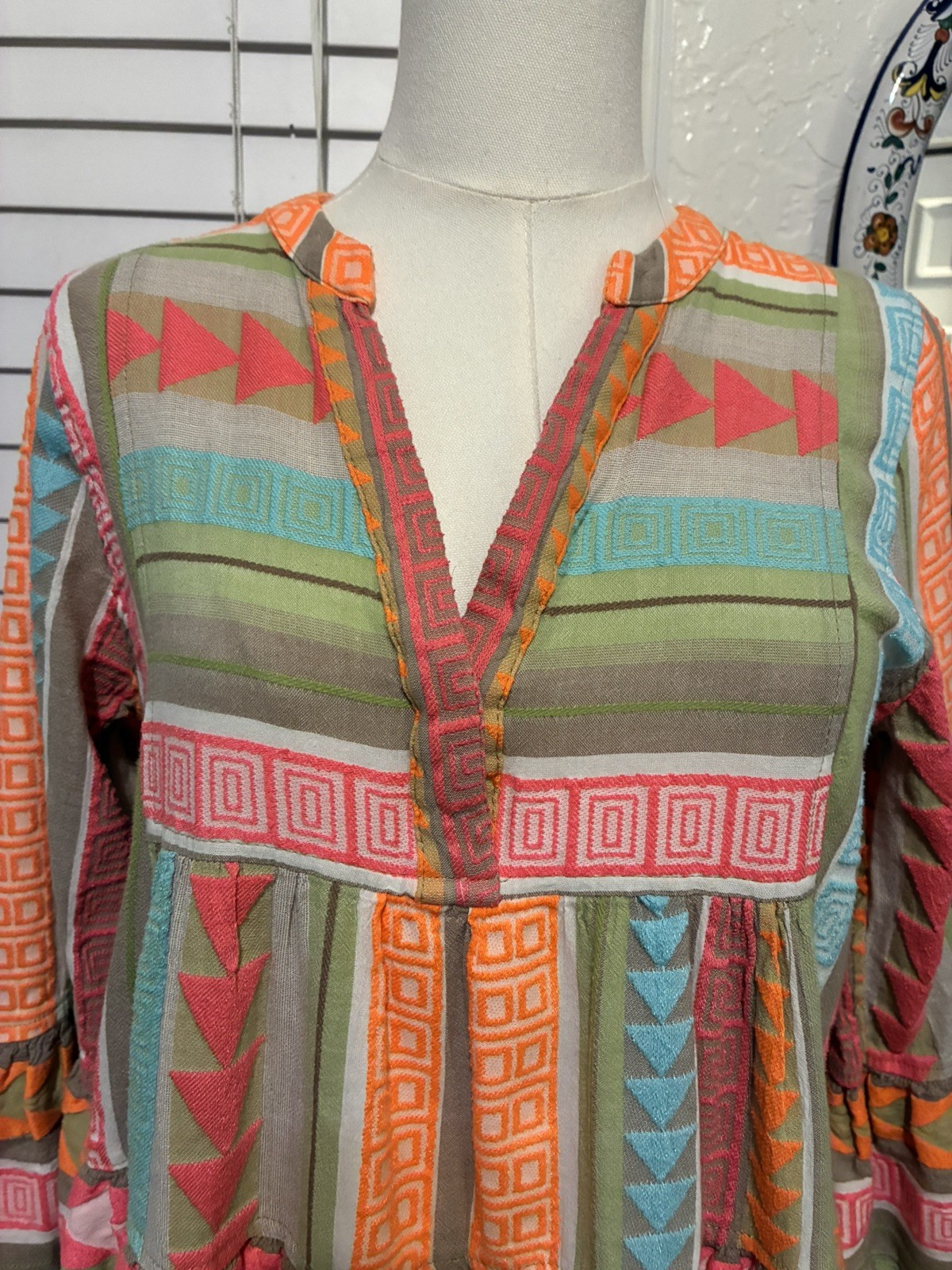 Devotion Twins Size XS Ella short tiered dress in a multi pink/orange Bohemian