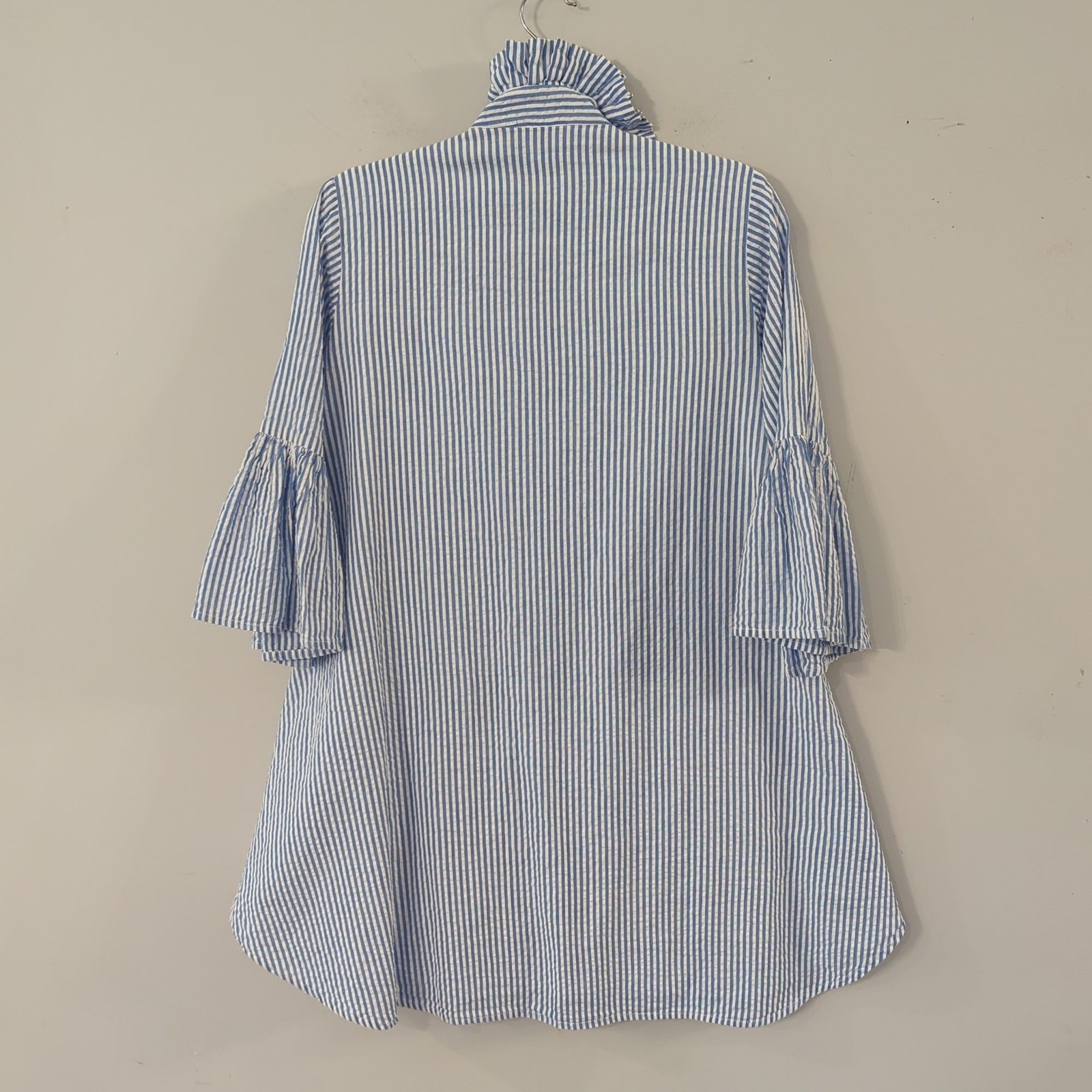 Holly Shea Striped Blue White Button Up Dress Xs