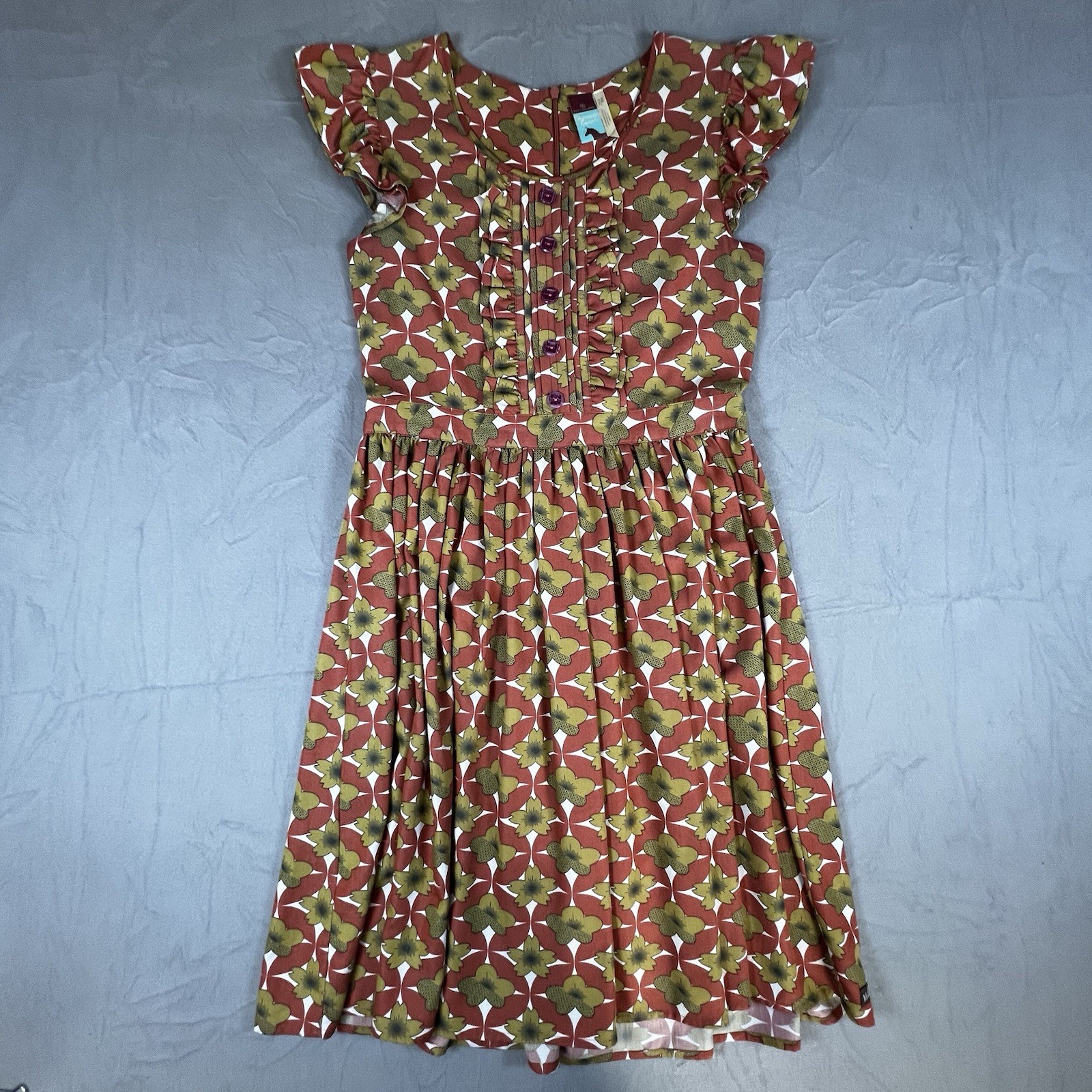 Matilda Jane Character Counts Orange Green Floral Print Dress Women’s Size Small