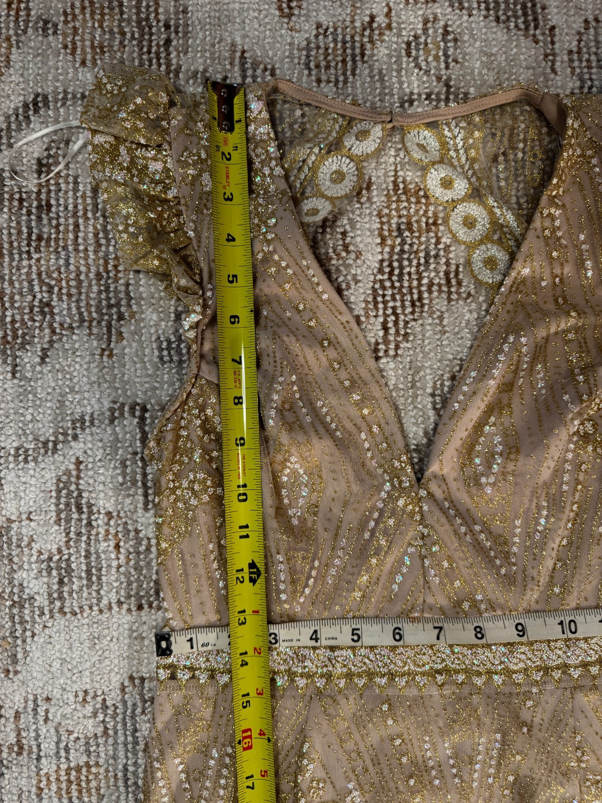 HELLO MOLLY 4 NWOT Glitter Match Me Champagne Open Back Mini Cocktail Dress