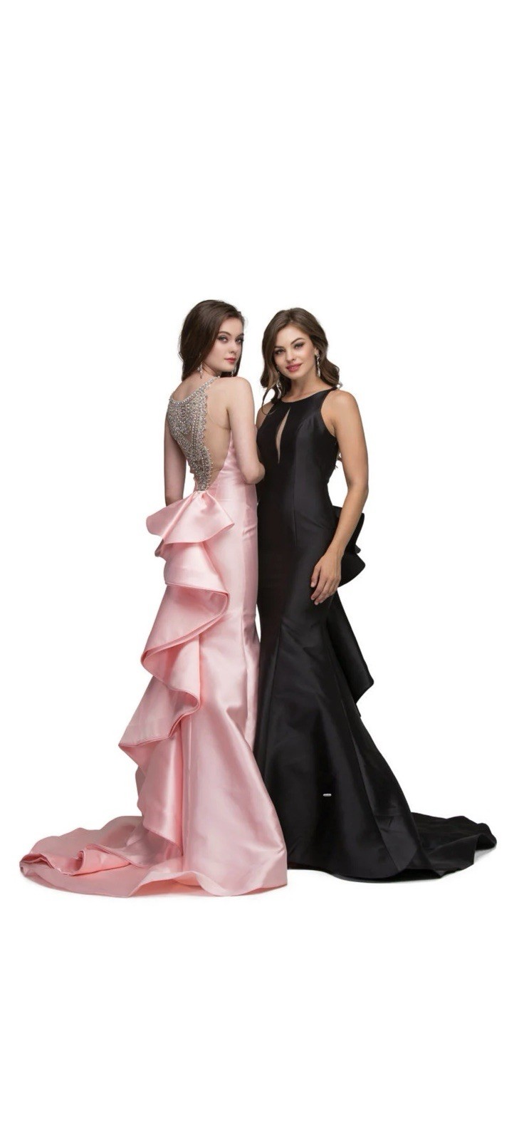 Blush Trumpet Gown Crystal Ruffle Design xs