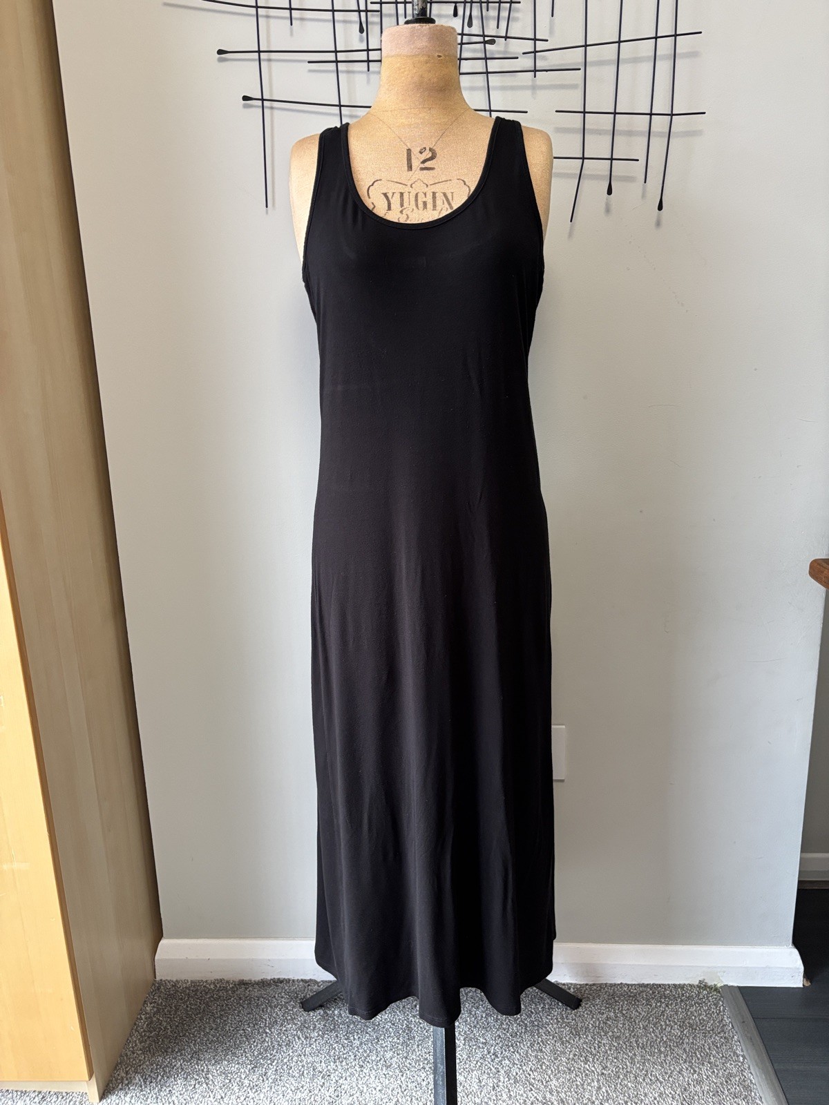 Trend city Chambray Back Modal Maxi Tank Dress M Long scoop neck casual classic