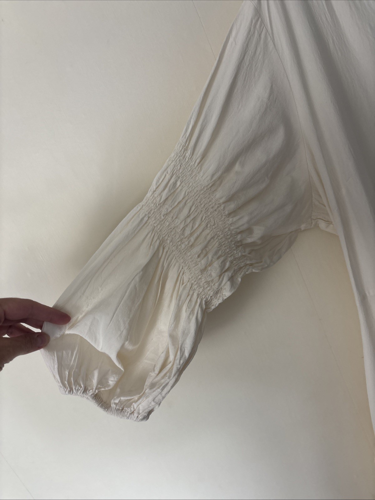 Marks & Spencer Cream Puff Sleeve V Neck Midi Dress Size UK 20