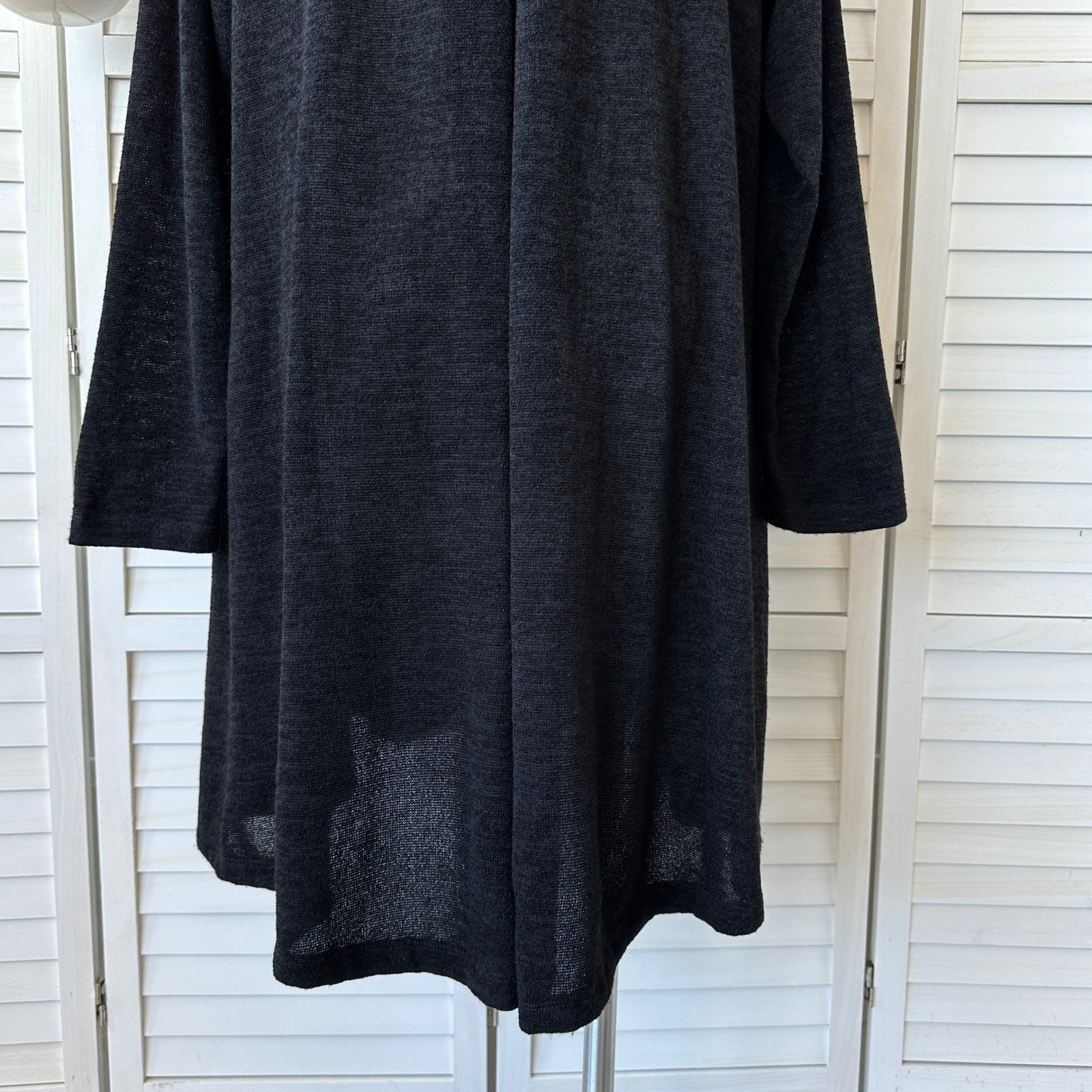 Gershon Bram Black Tunic Dress Long Sleeve Pleated Detail Lagenlook Size Large