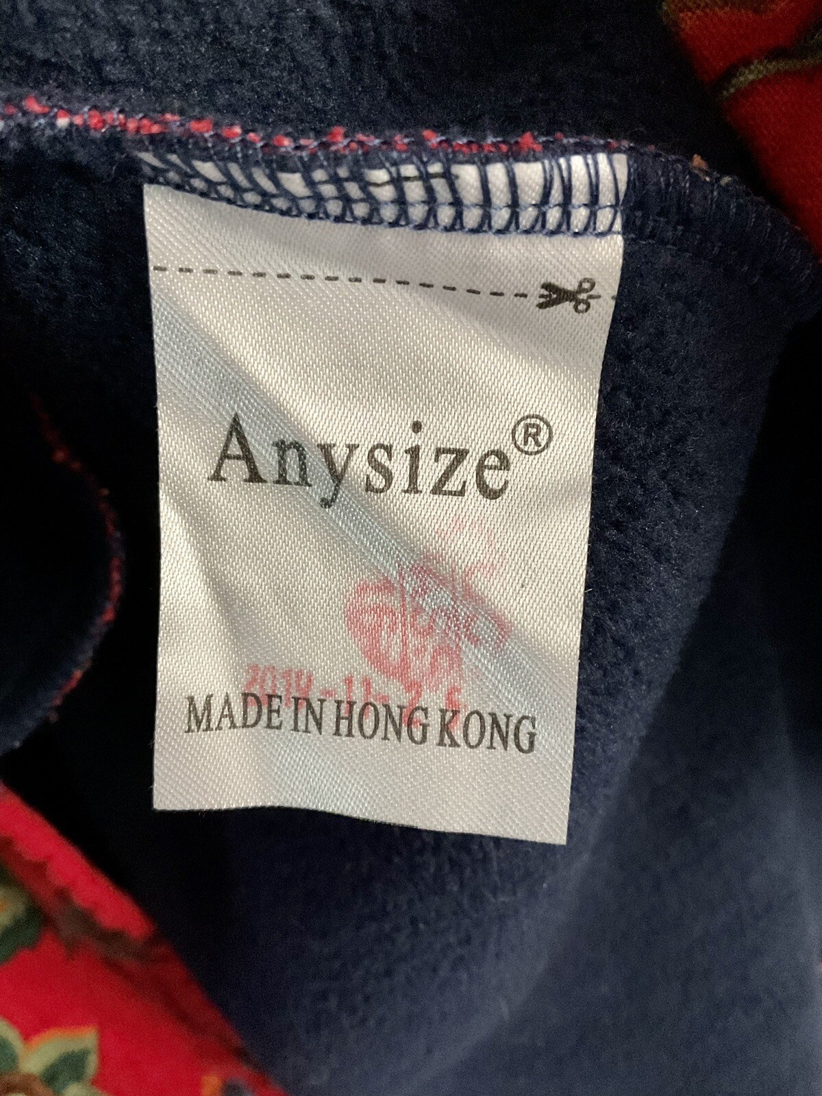 Sweatshirt Dress Linen Cotton Sz Medium Warm Fleece Red Floral Hong Kong Euro 93
